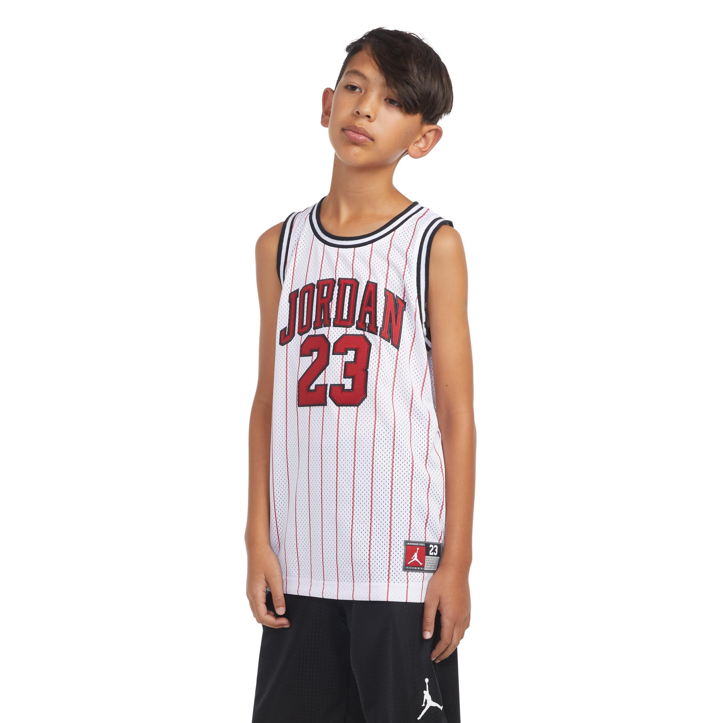 Jordan Big Boys' 23 Pinstripe Jersey-White - WHITE