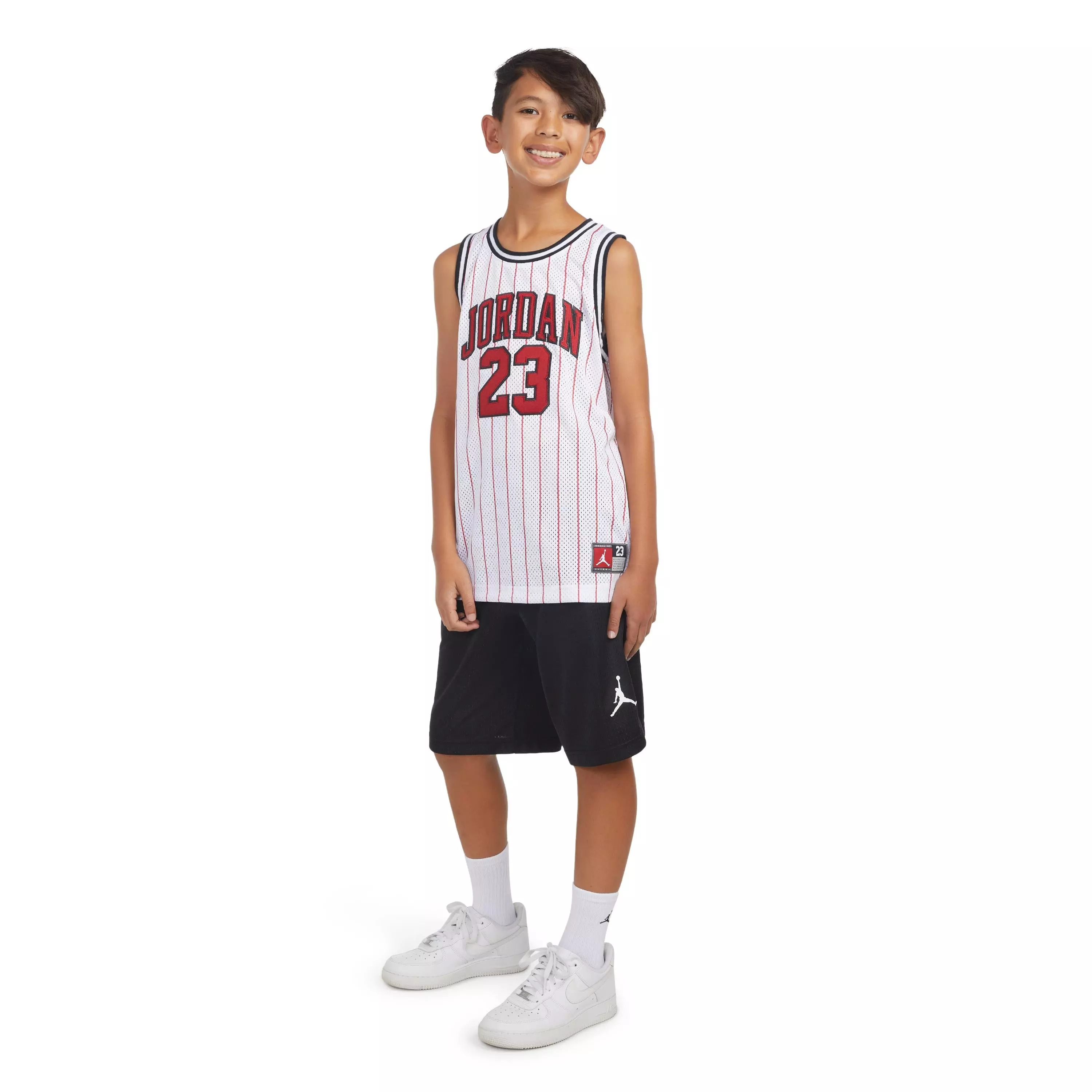 Jordan Big Boys' 23 Pinstripe Jersey-White - WHITE