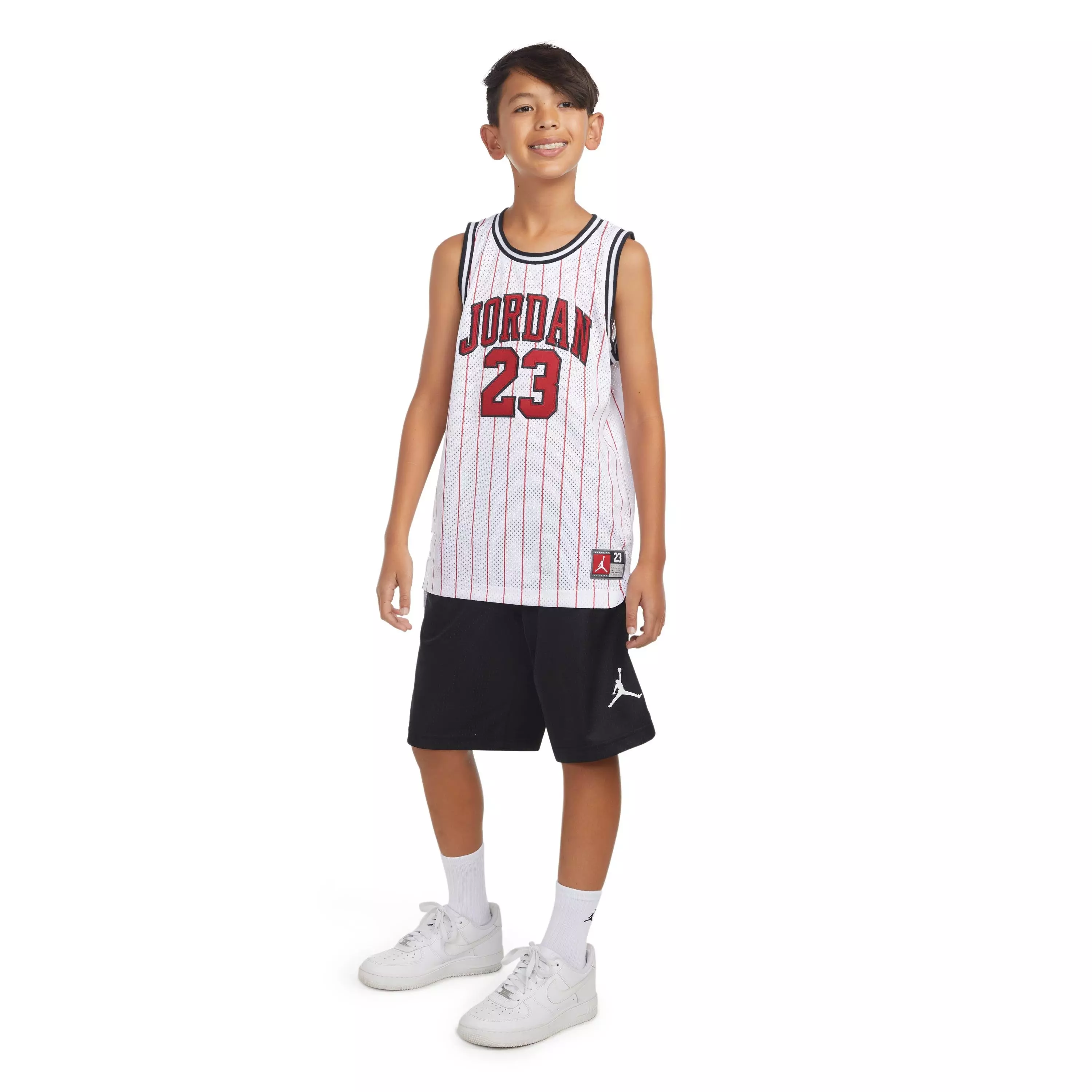 Jordan Big Boys' 23 Pinstripe Jersey-White - WHITE