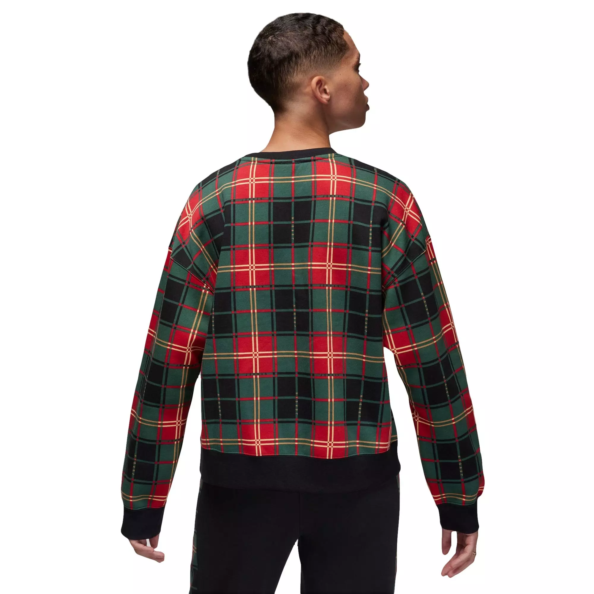 Jordan Women's Brooklyn Plaid Fleece Crew Sweatshirt - BLACK