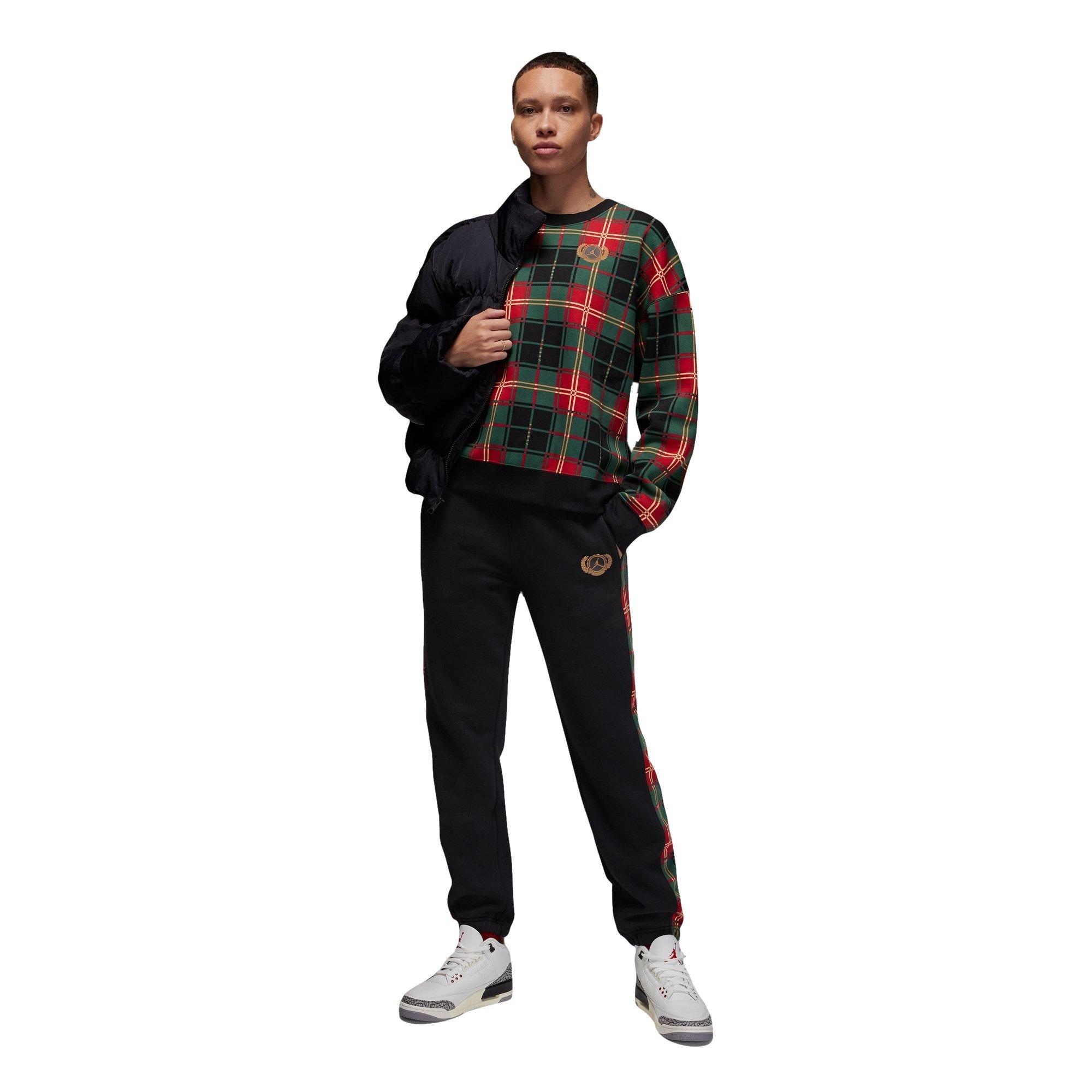 Jordan Women's Brooklyn Plaid Fleece Crew Sweatshirt - BLACK Thumbnail View 4