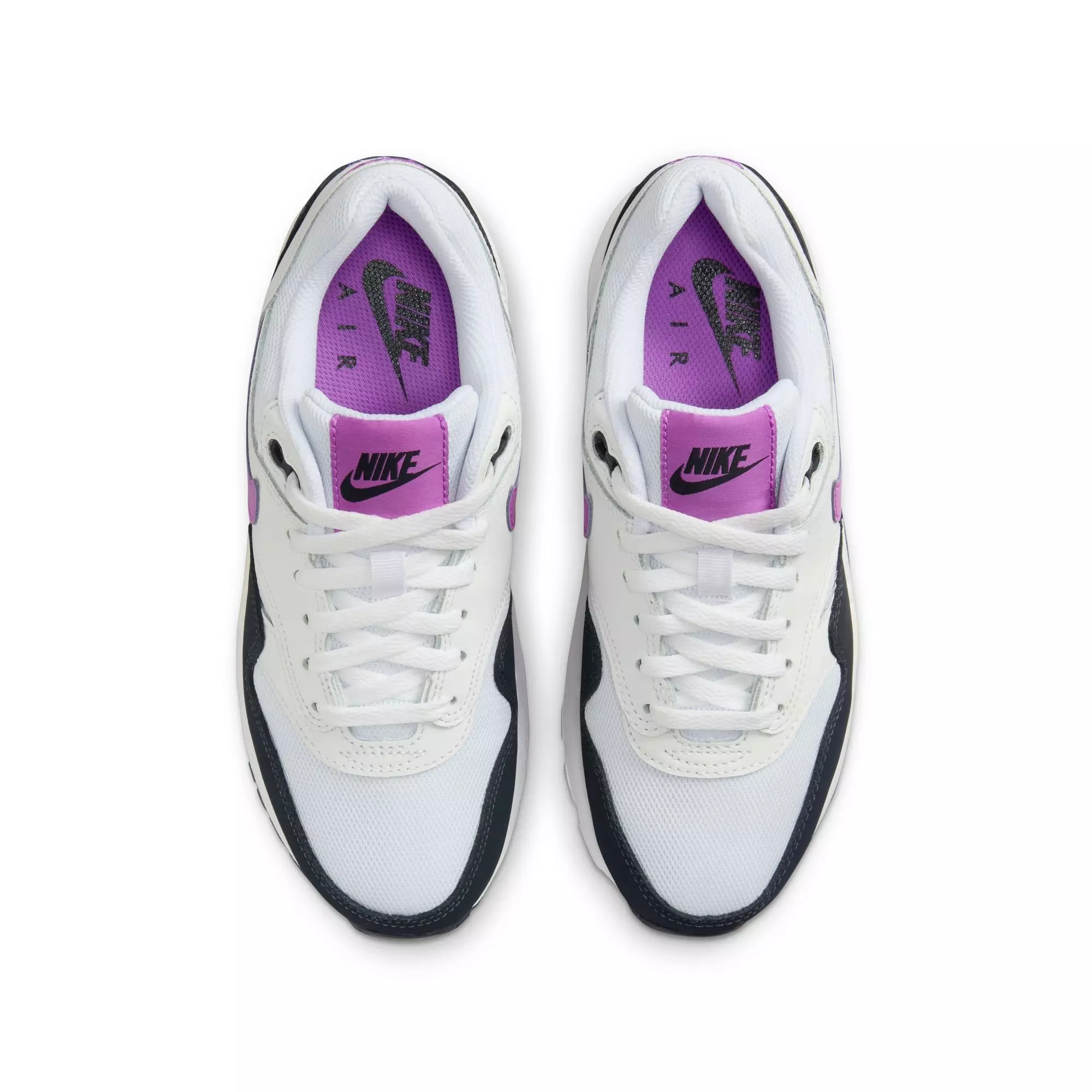 Nike Air Max 1 "White/Fucshia Dream/Dark Obsidian" Grade School Girls' Shoe - WHITE/PURPLE