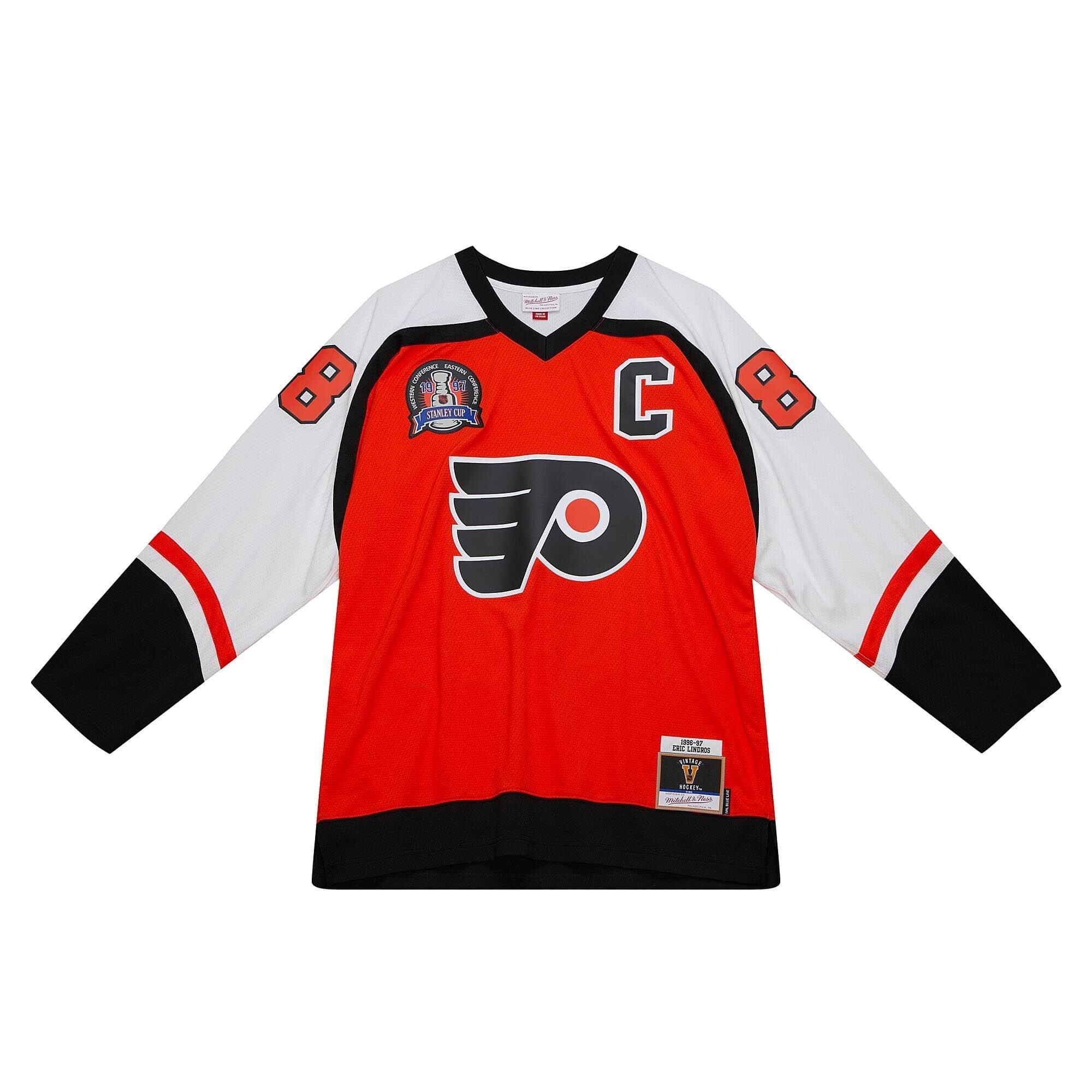 Mitchell & Ness Eric Lindros Philadelphia Flyers '97 Hockey Jersey - ORANGE/BLACK Thumbnail View 1