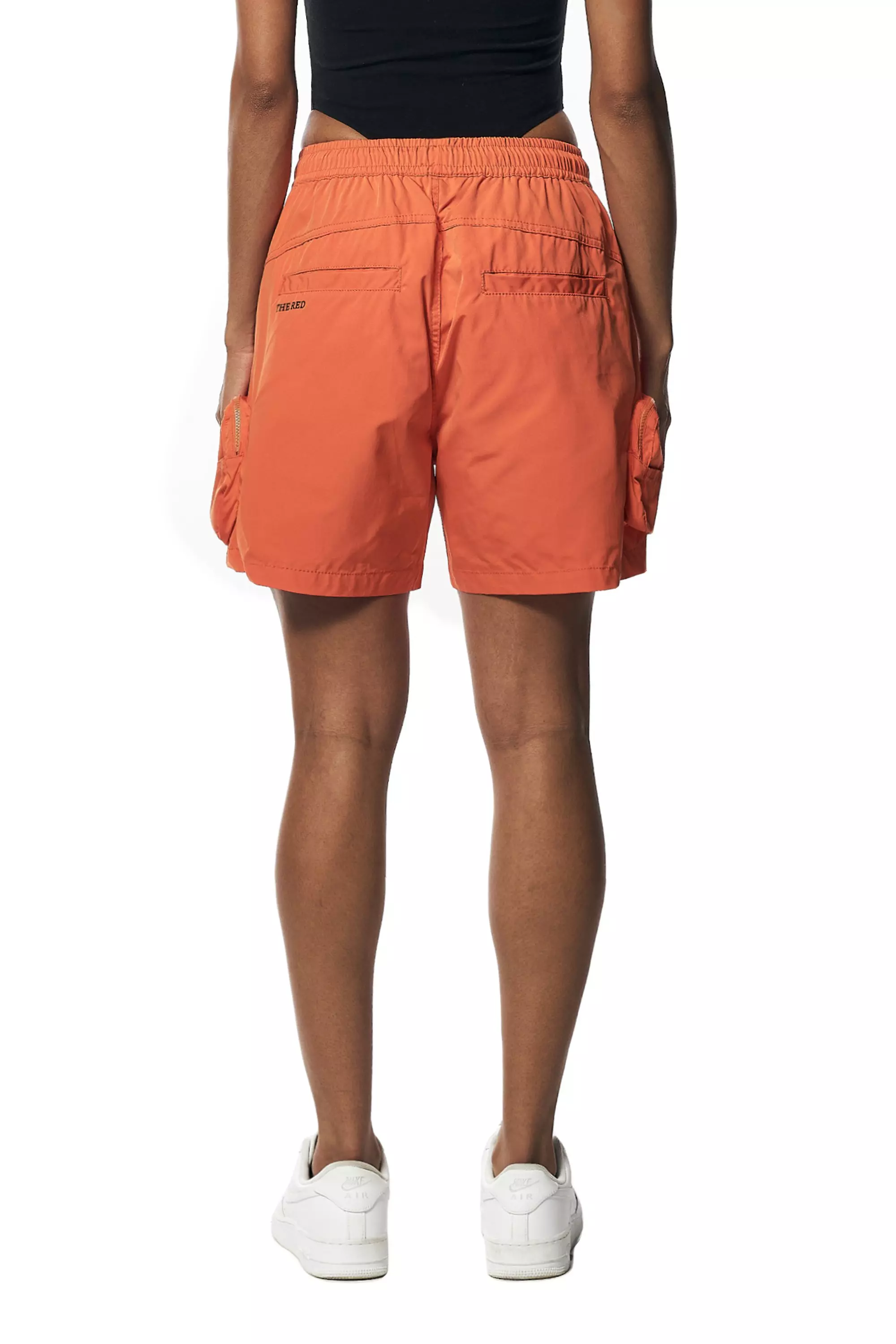 Smoke Rise Women's Nylon Cargo Slouch Shorts - ORANGE