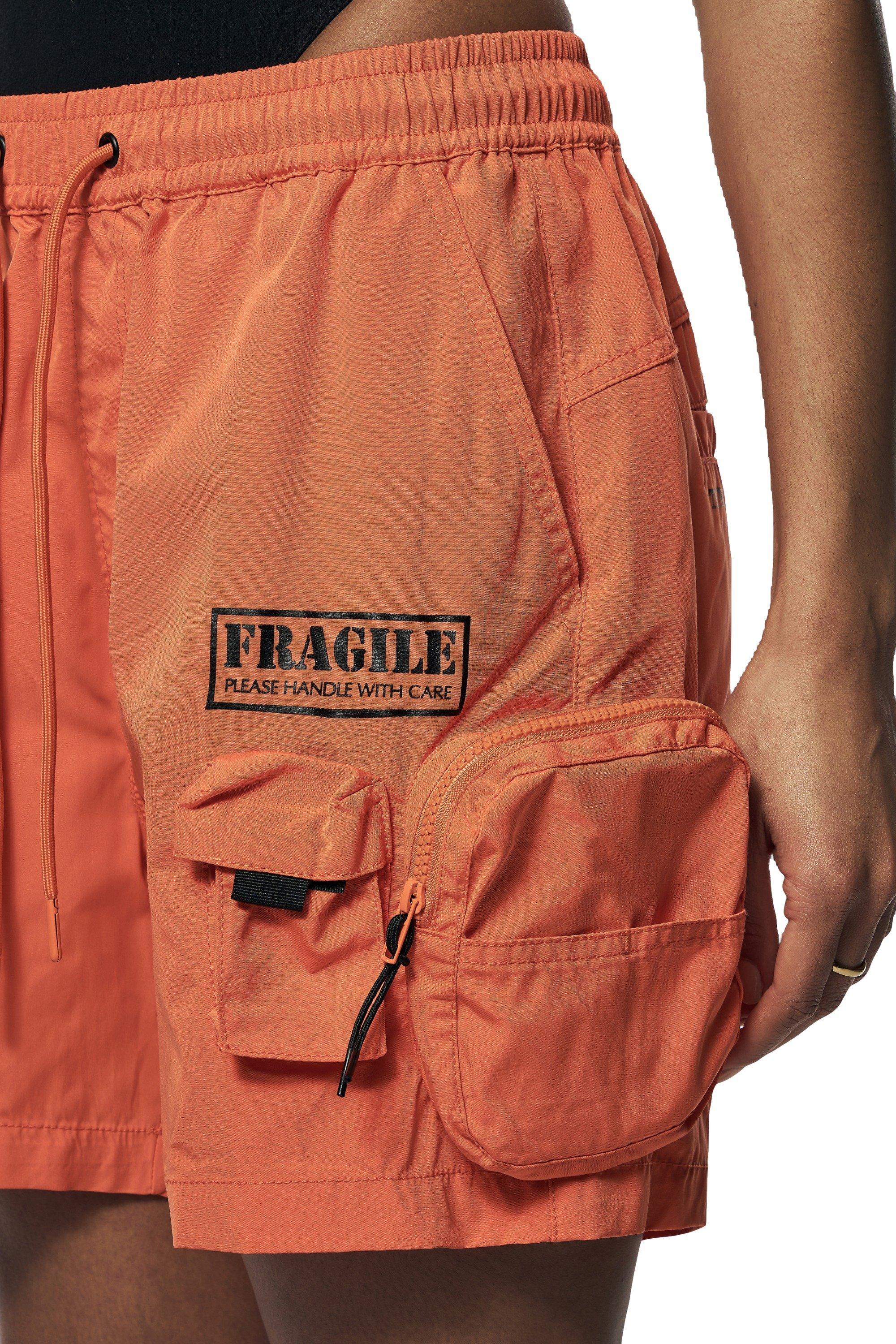 Smoke Rise Women's Nylon Cargo Slouch Shorts - ORANGE Thumbnail View 4