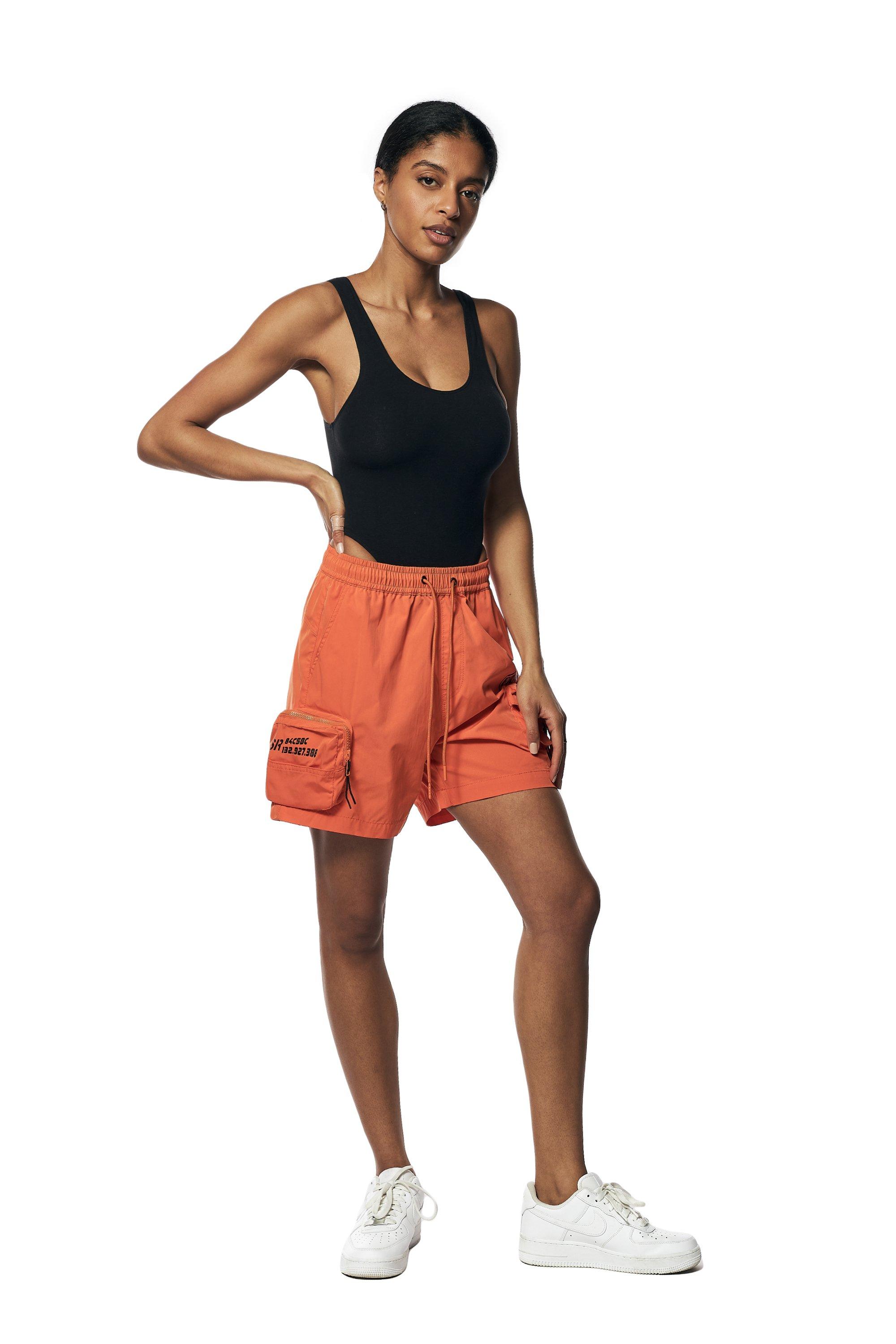 Smoke Rise Women's Nylon Cargo Slouch Shorts - ORANGE Thumbnail View 5