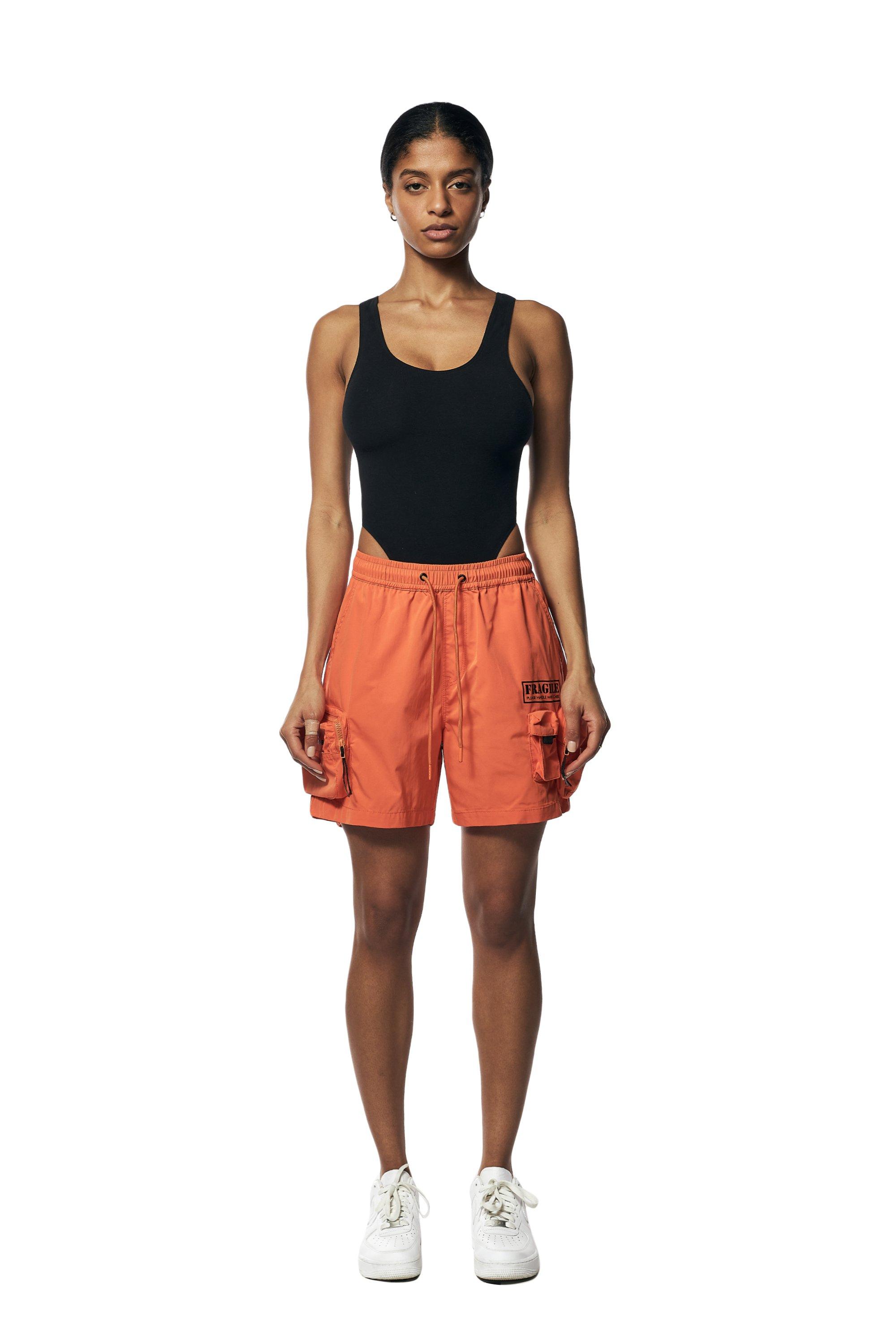Smoke Rise Women's Nylon Cargo Slouch Shorts - ORANGE Thumbnail View 6