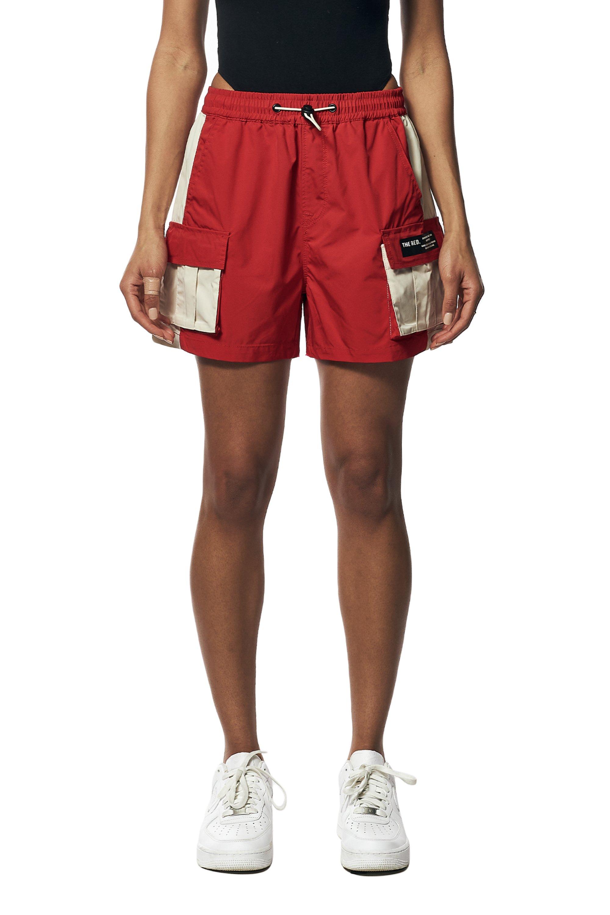 Smoke Rise Women's Cargo Slouch Shorts - Red - RED Thumbnail View 1