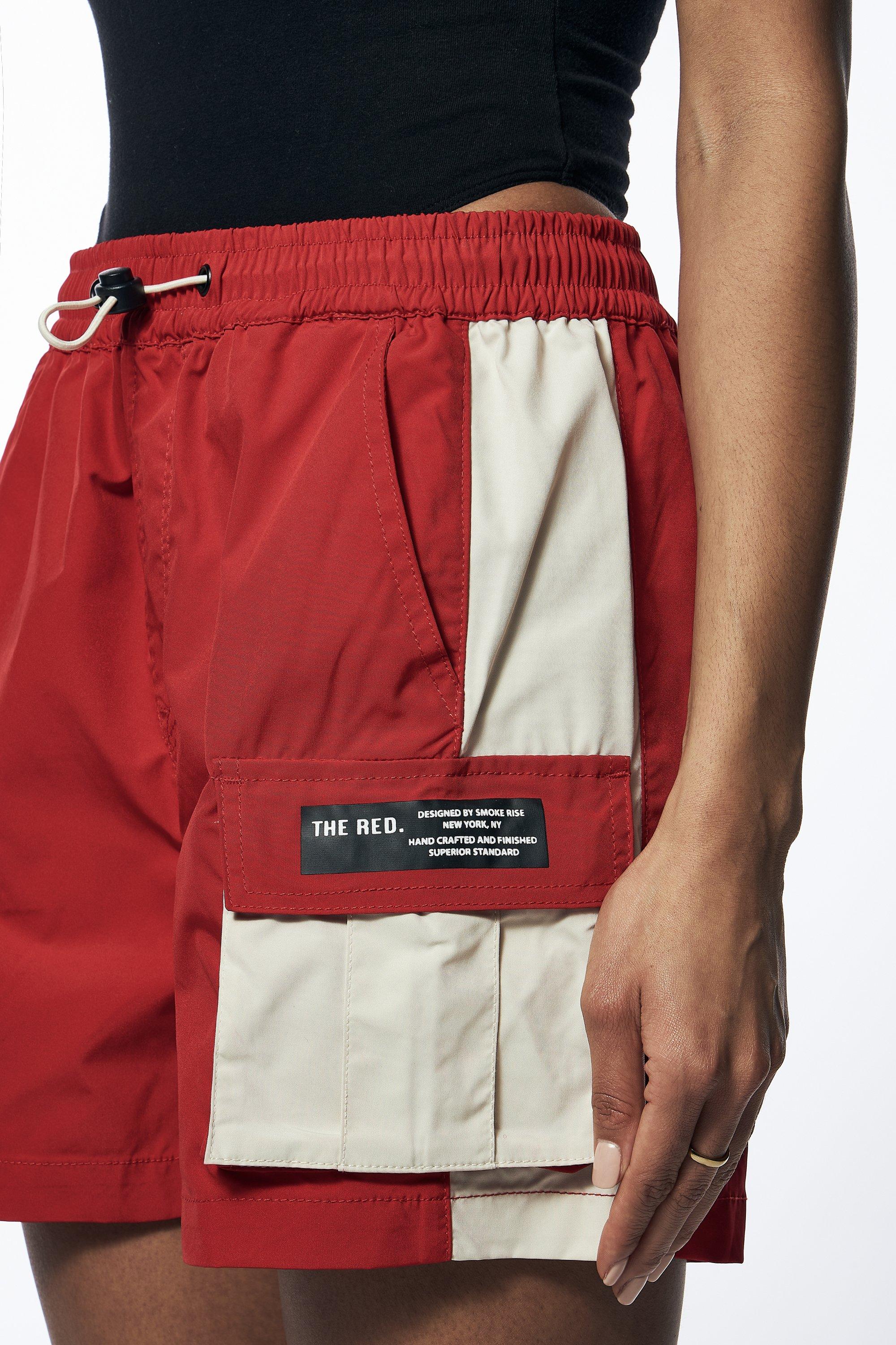 Smoke Rise Women's Cargo Slouch Shorts - Red - RED Thumbnail View 4