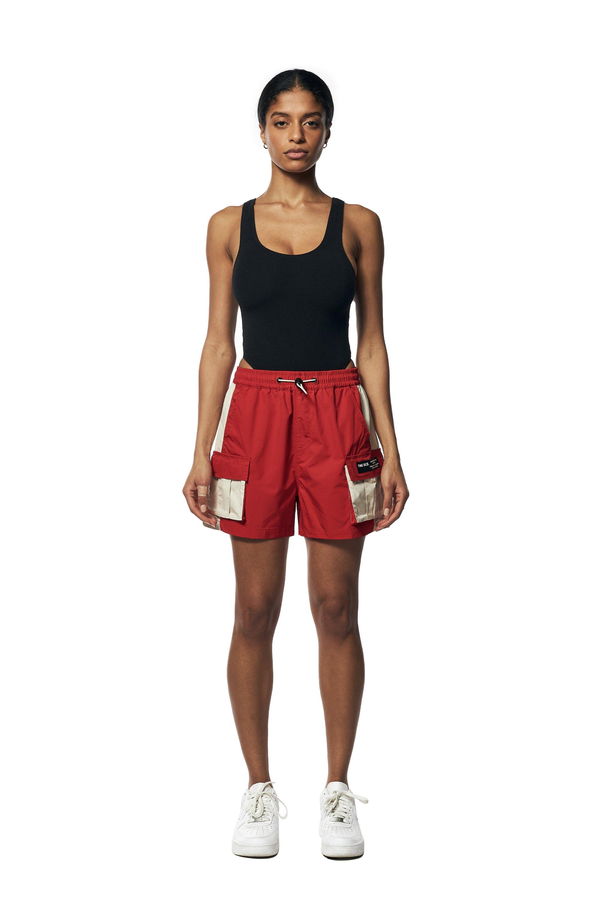 Smoke Rise Women's Cargo Slouch Shorts - Red - RED Thumbnail View 6