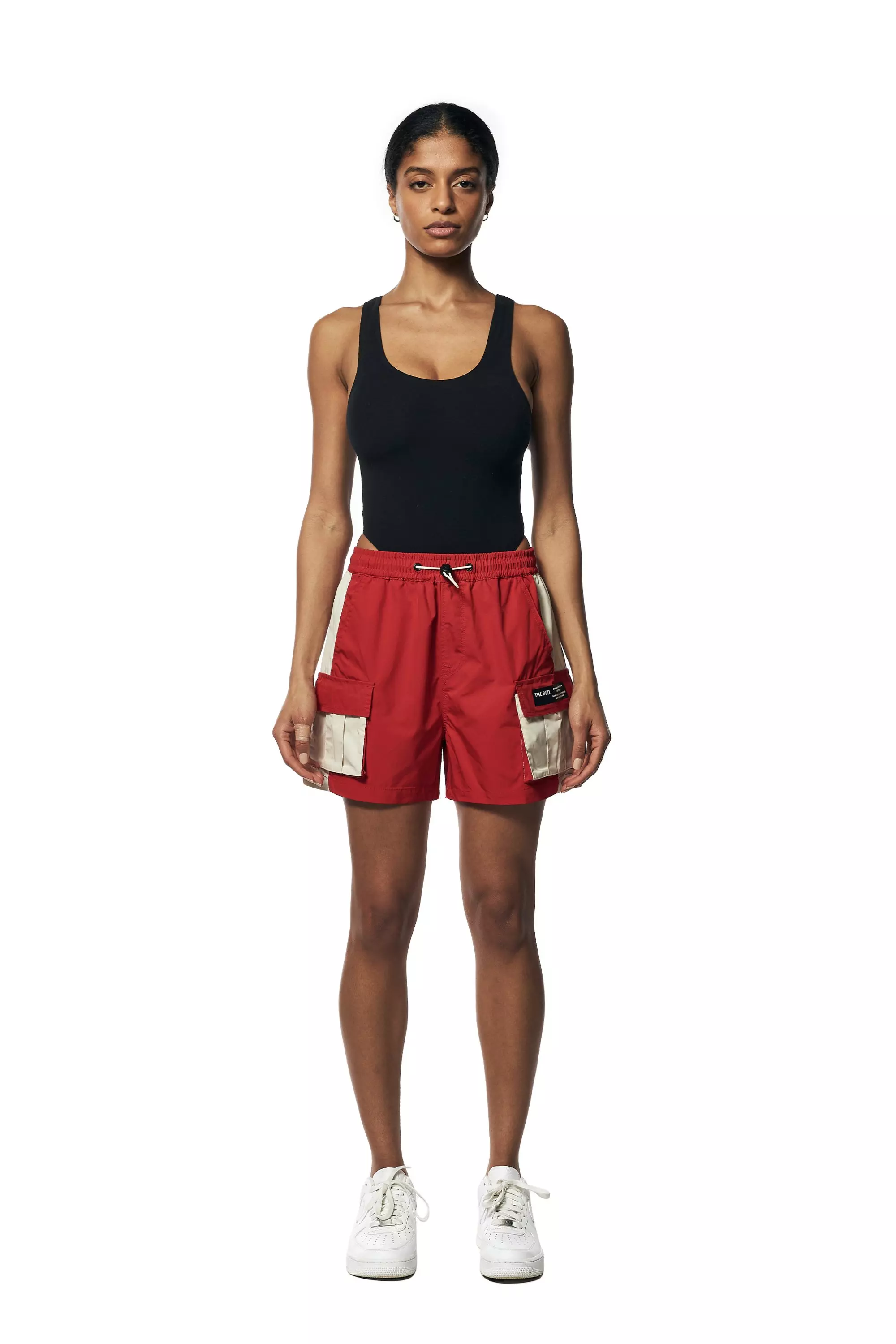 Smoke Rise Women's Cargo Slouch Shorts - Red - RED