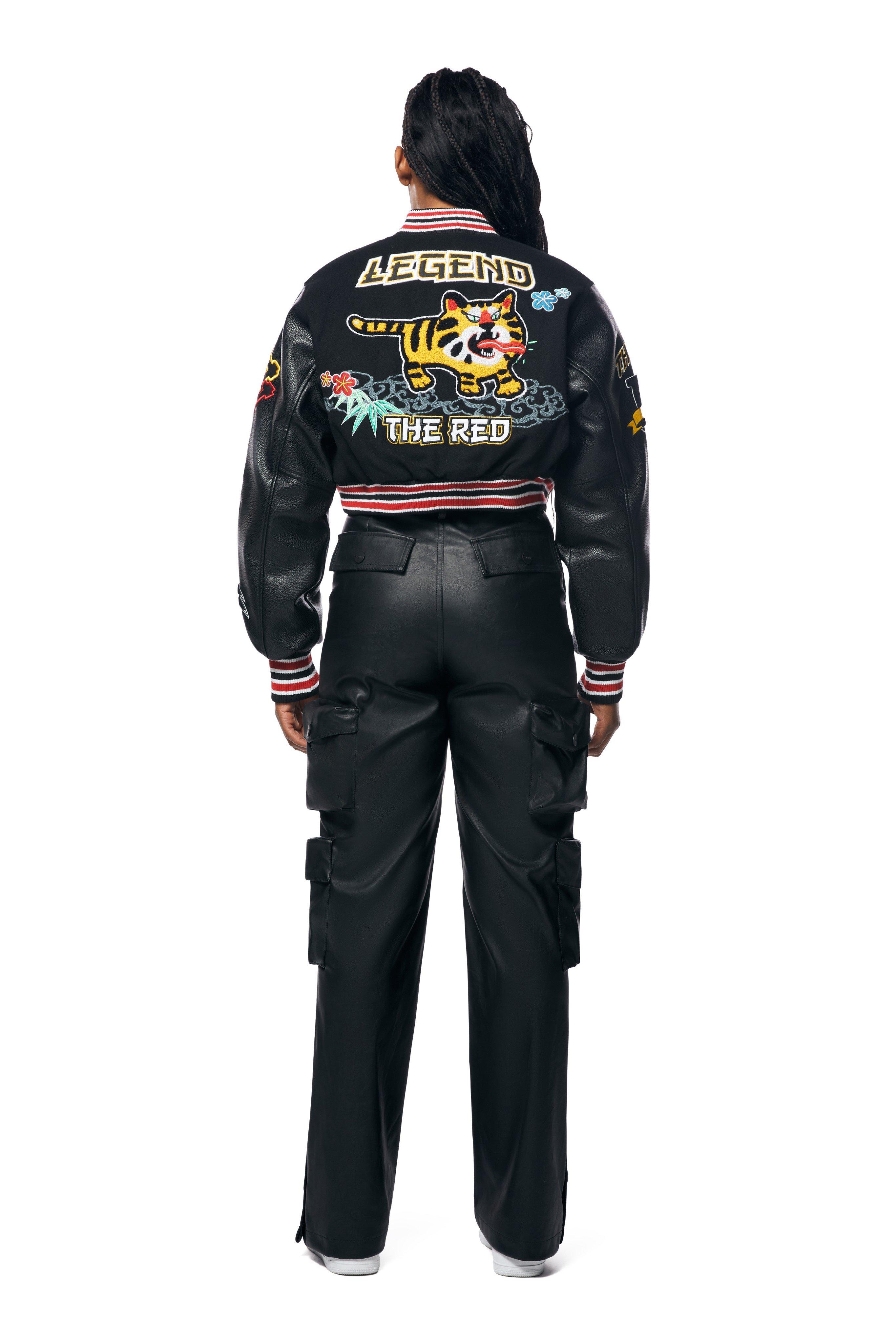 Smoke Rise Women's Classic Varsity Jacket - BLACK Thumbnail View 2