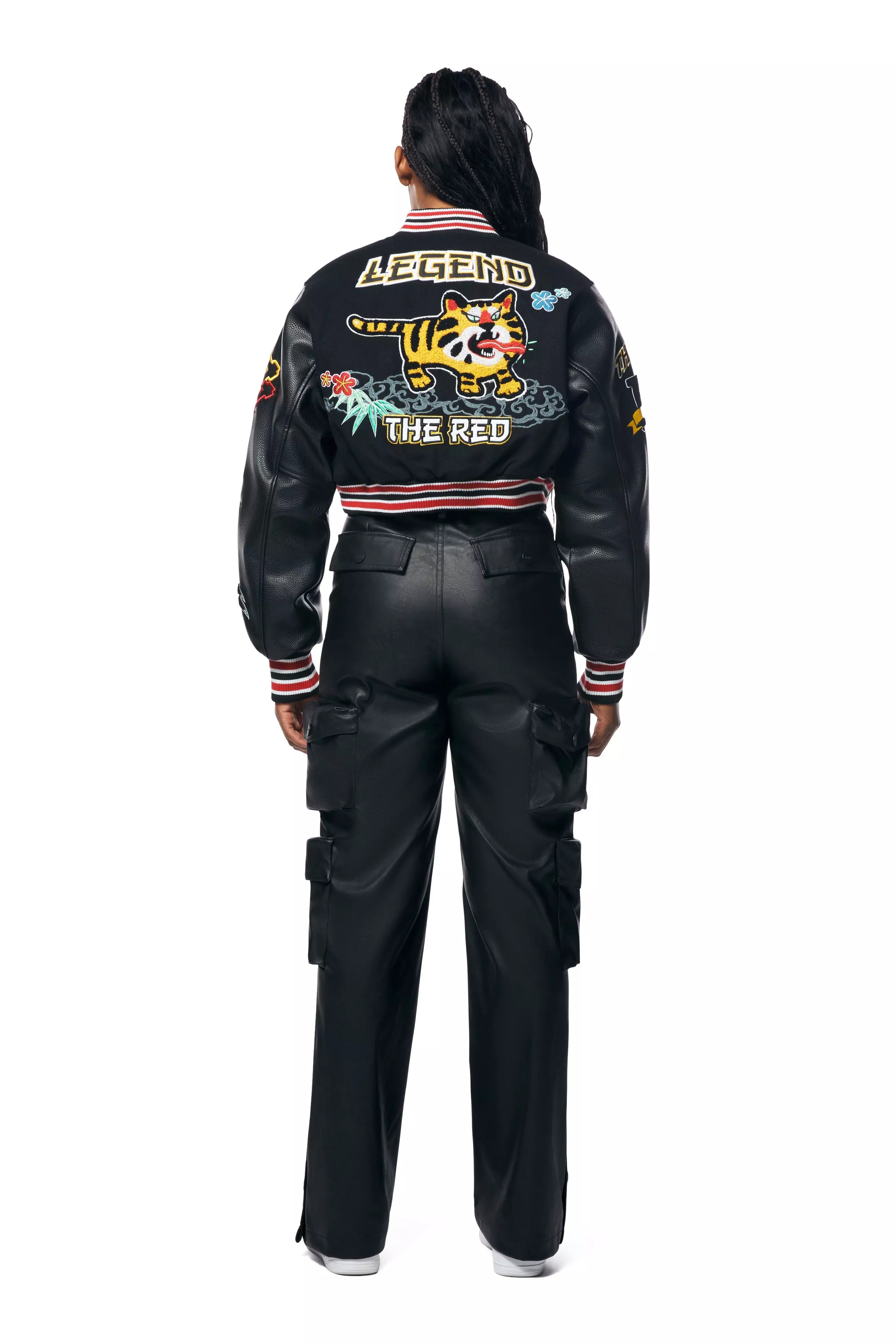 Smoke Rise Women's Classic Varsity Jacket - BLACK