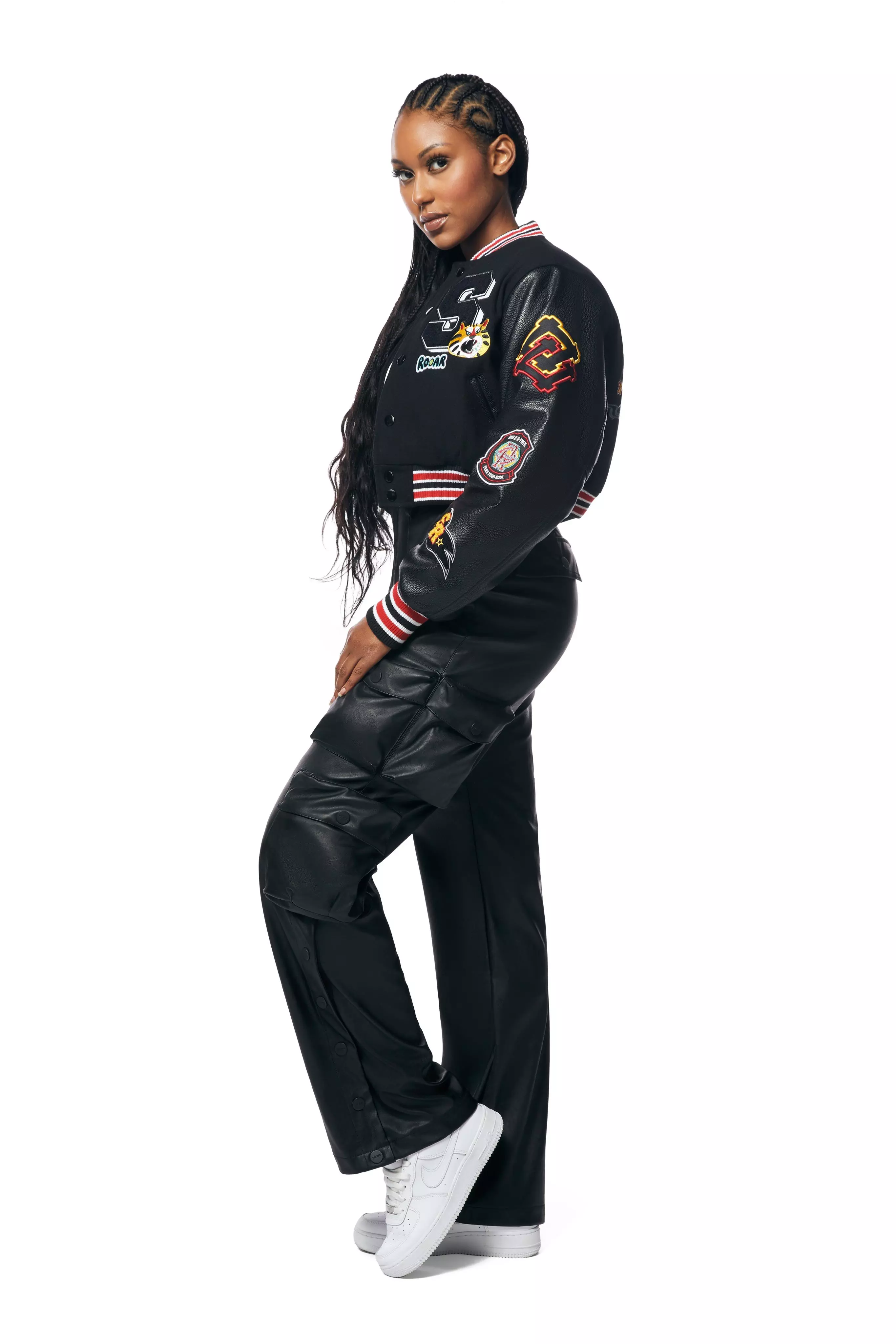Smoke Rise Women's Classic Varsity Jacket - BLACK
