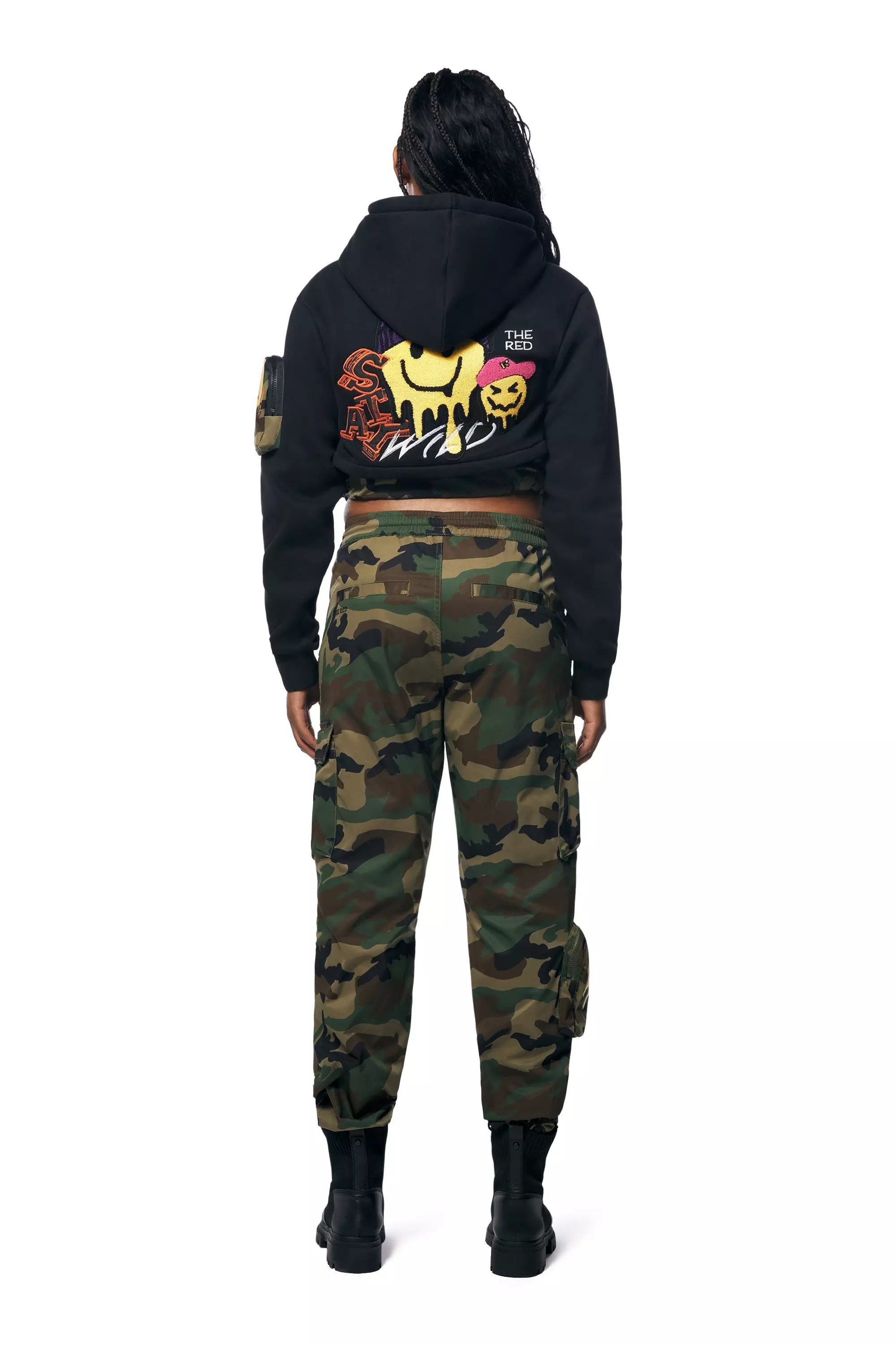 Smoke Rise Women's Fleece Crop Hoodie - BLACK