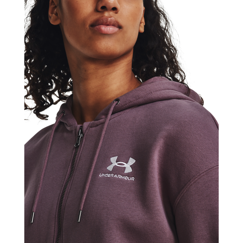 Under Armour Women's Essential Fleece Full-Zip Hoodie - Misty Purple - PURPLE Thumbnail View 3