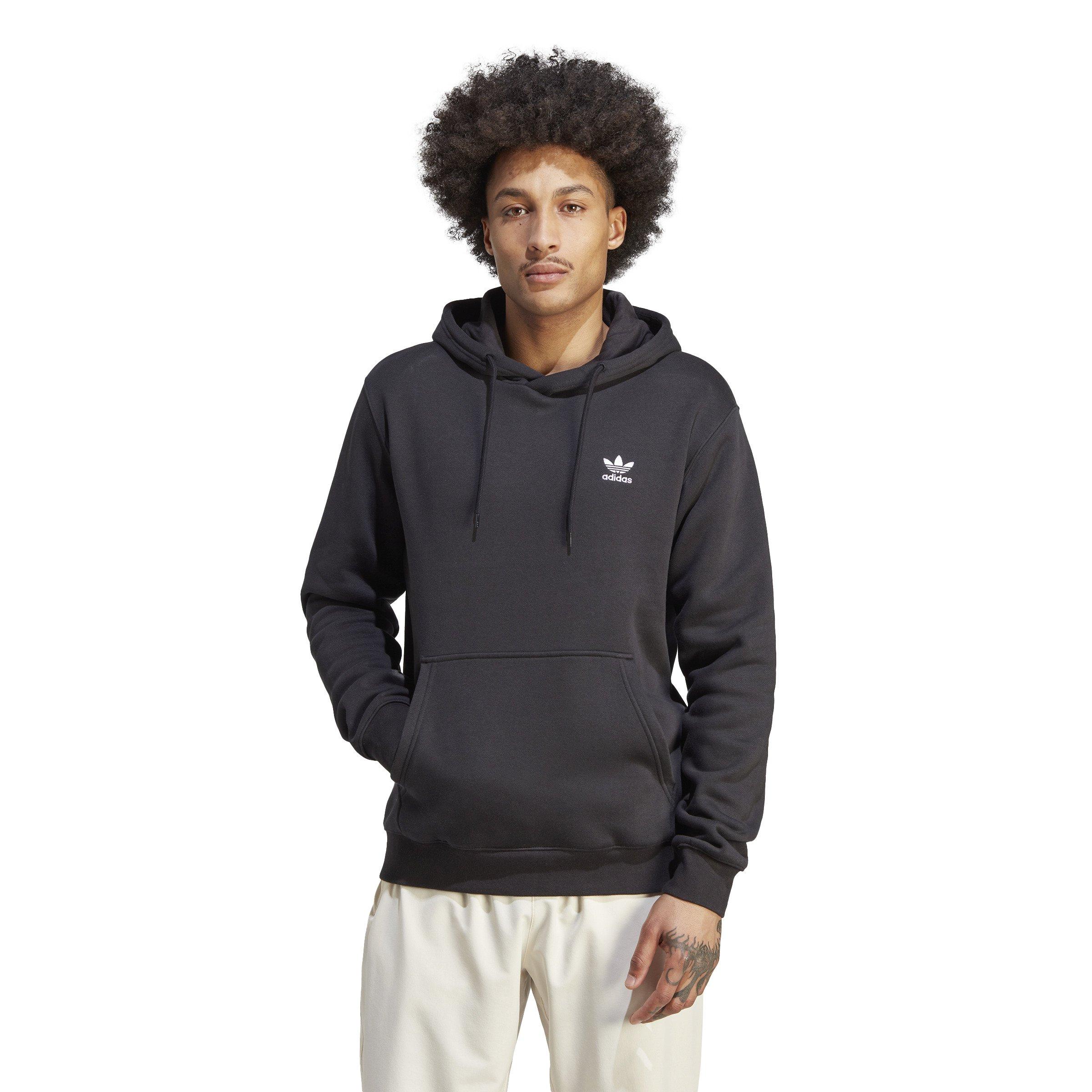 adidas Men's Trefoil Essentials Pullover Hoodie-Black - BLACK Thumbnail View 1