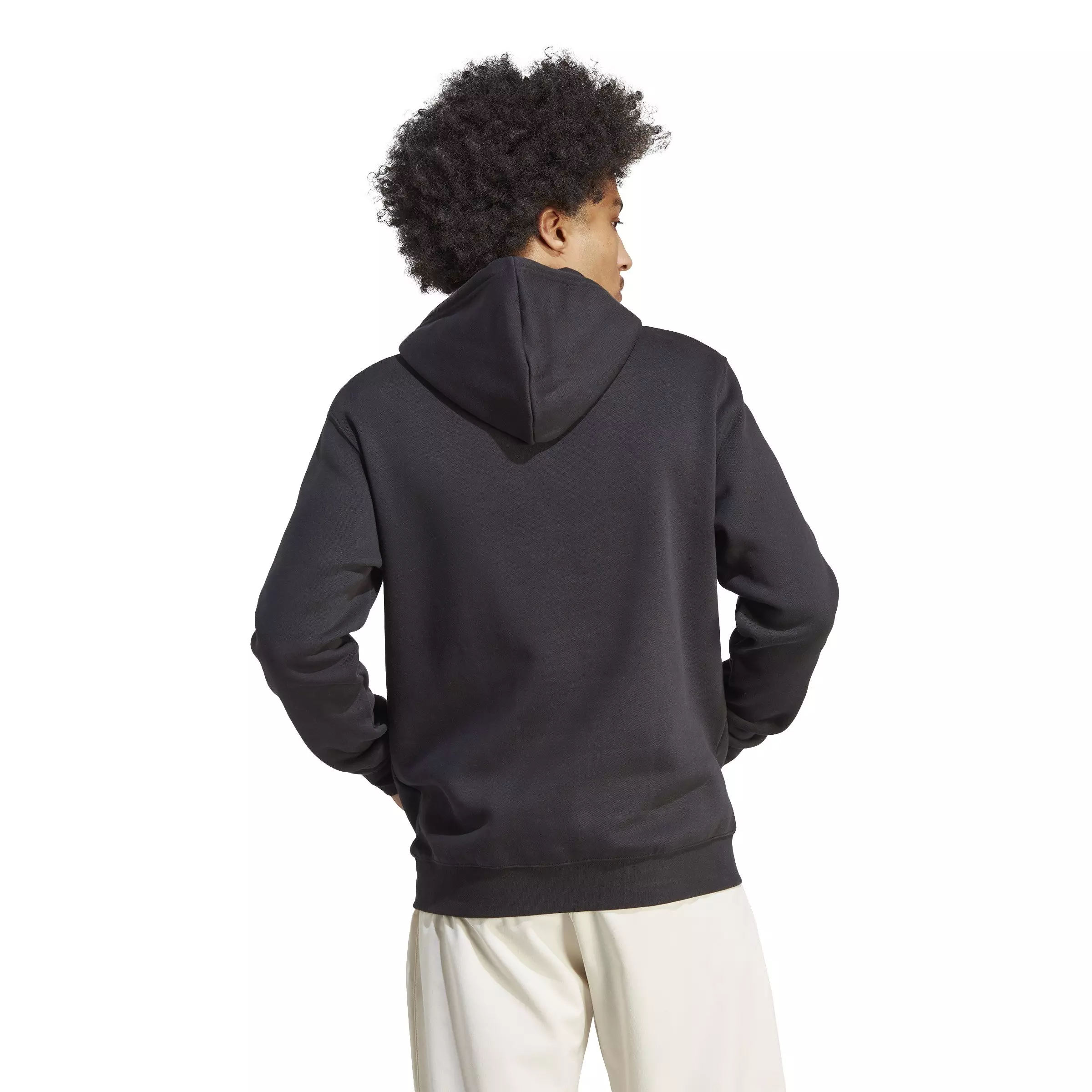 adidas Men's Trefoil Essentials Pullover Hoodie-Black - BLACK