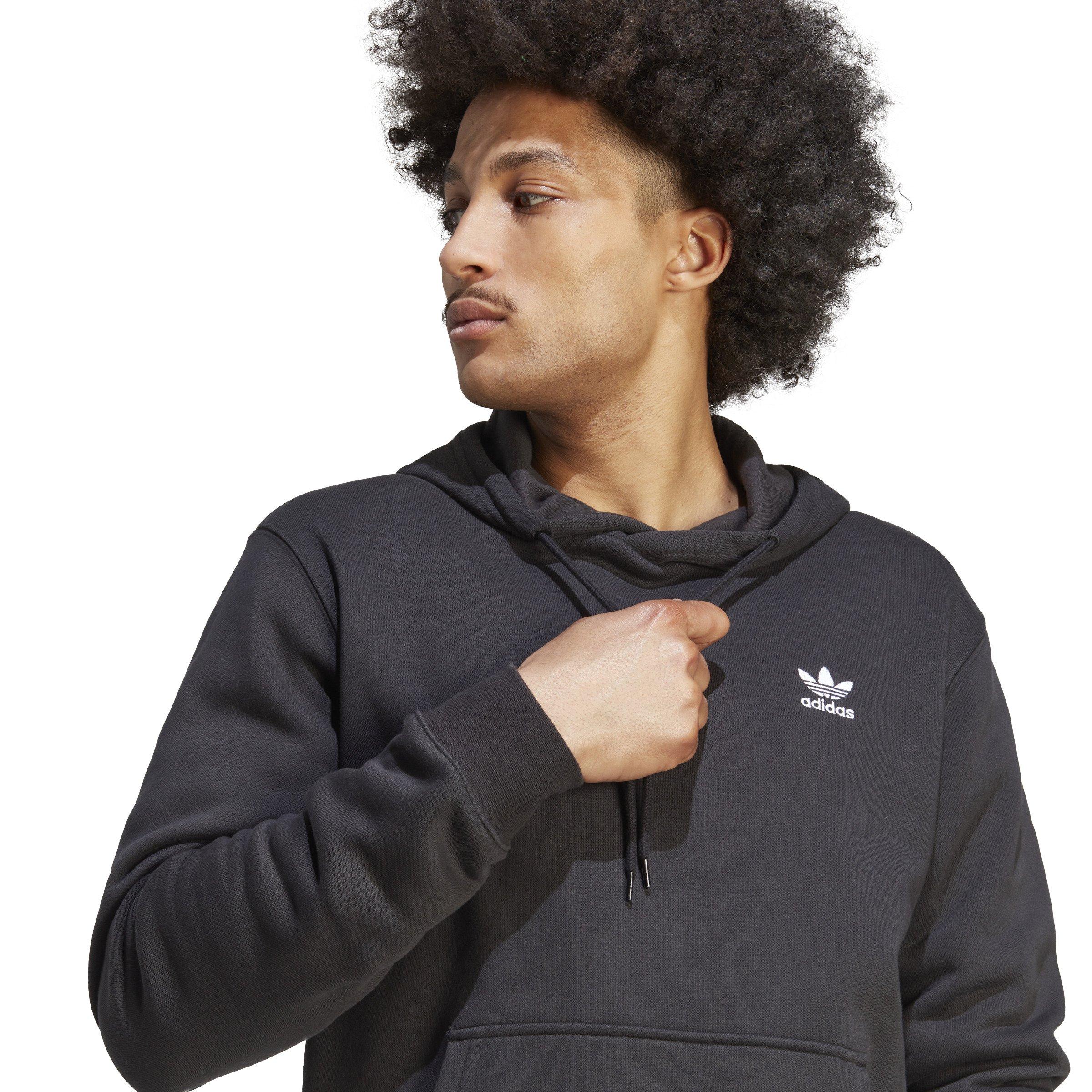 adidas Men's Trefoil Essentials Pullover Hoodie-Black - BLACK Thumbnail View 4