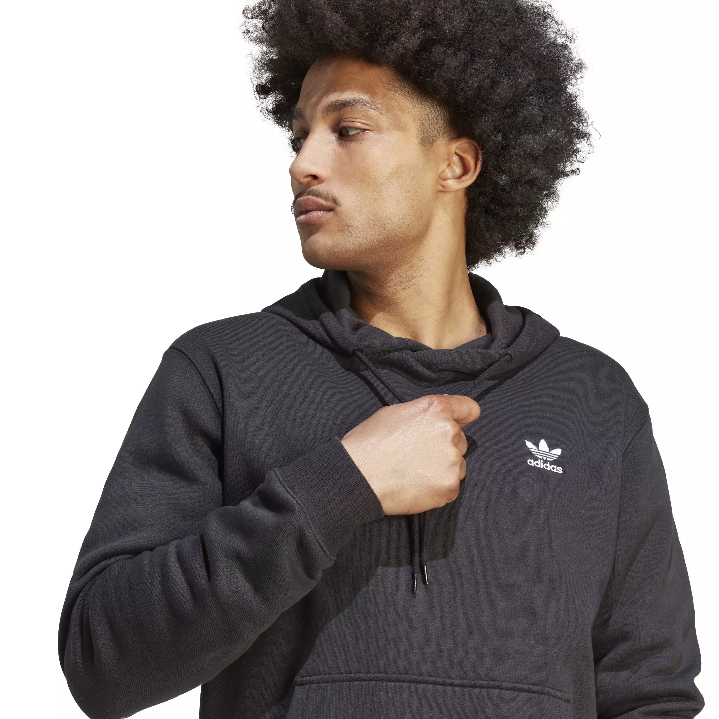 adidas Men's Trefoil Essentials Pullover Hoodie-Black - BLACK