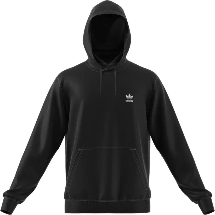 adidas Men's Trefoil Essentials Pullover Hoodie-Black - BLACK
