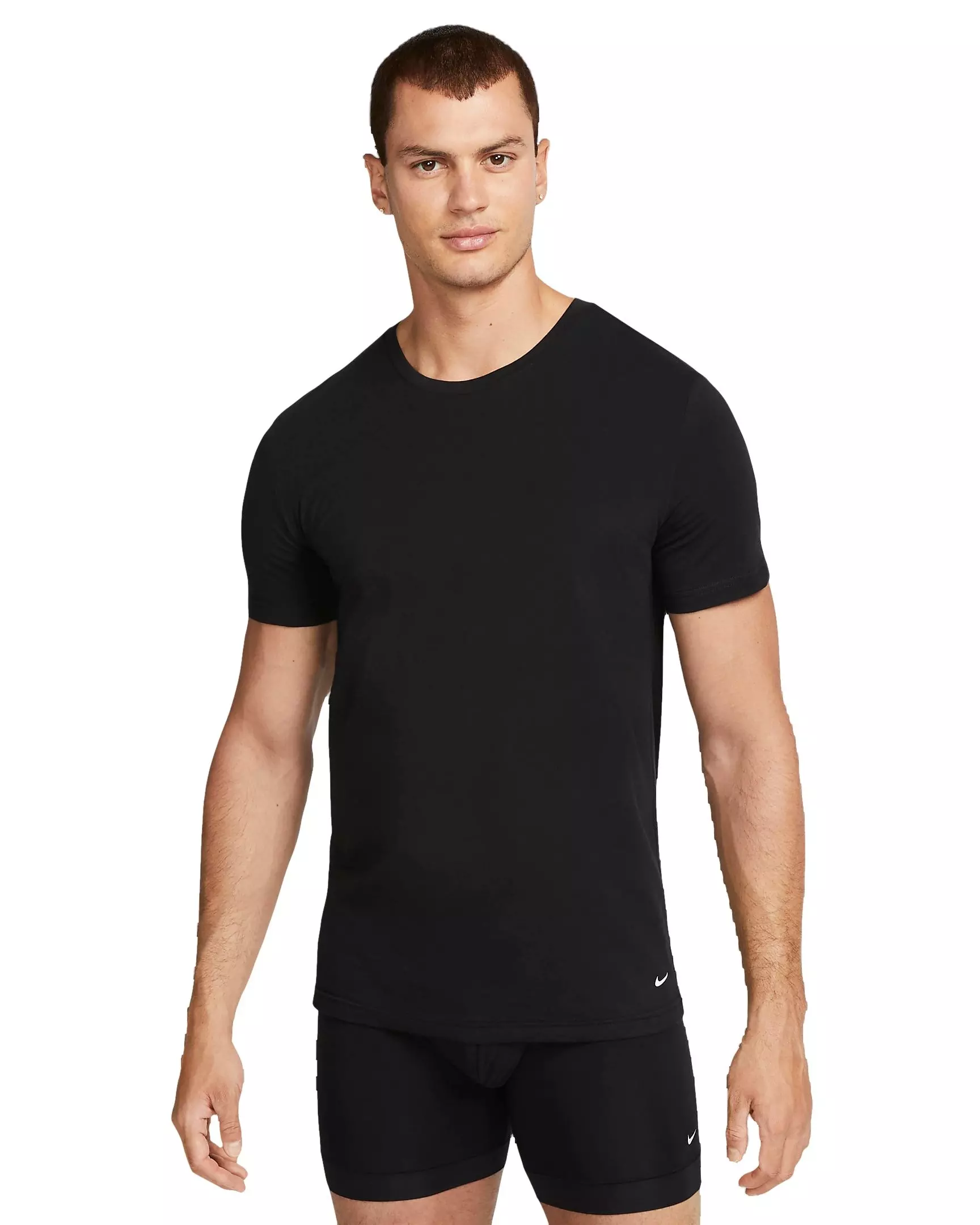 Nike Dri-FIT Essential Cotton Stretch Slim Fit Undershirt (2-Pack) - BLACK