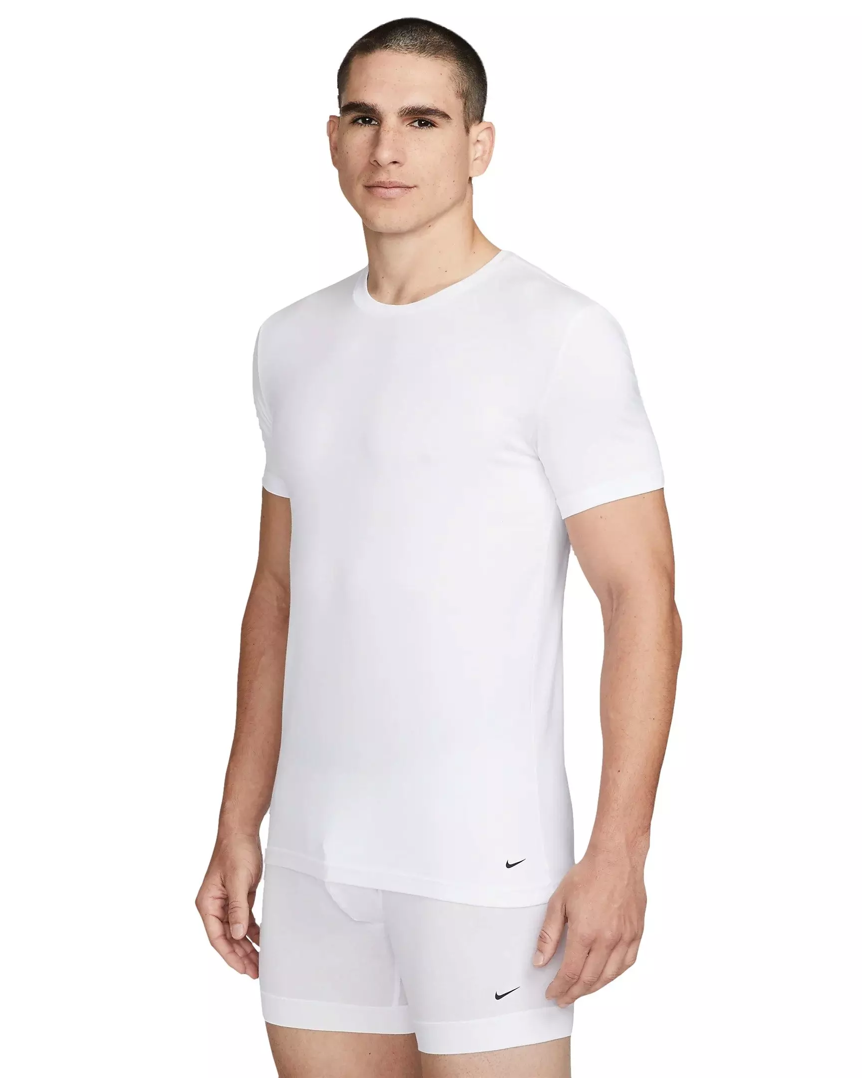 Nike Dri-FIT Essential Cotton Stretch Slim Fit Undershirt (2-Pack)-White - WHITE