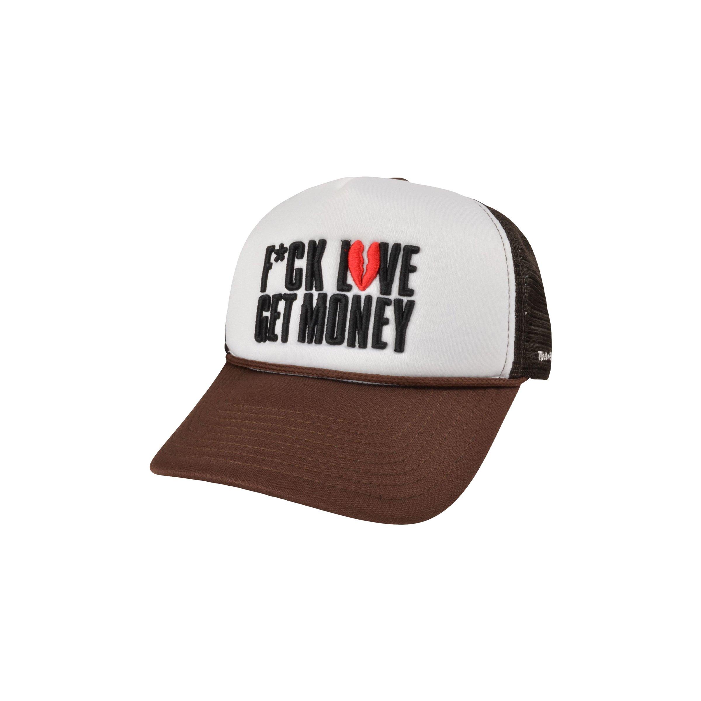 Field Grade F*ck Love Get Money Trucker Snapback-White/Brown - WHITE/BROWN Thumbnail View 1