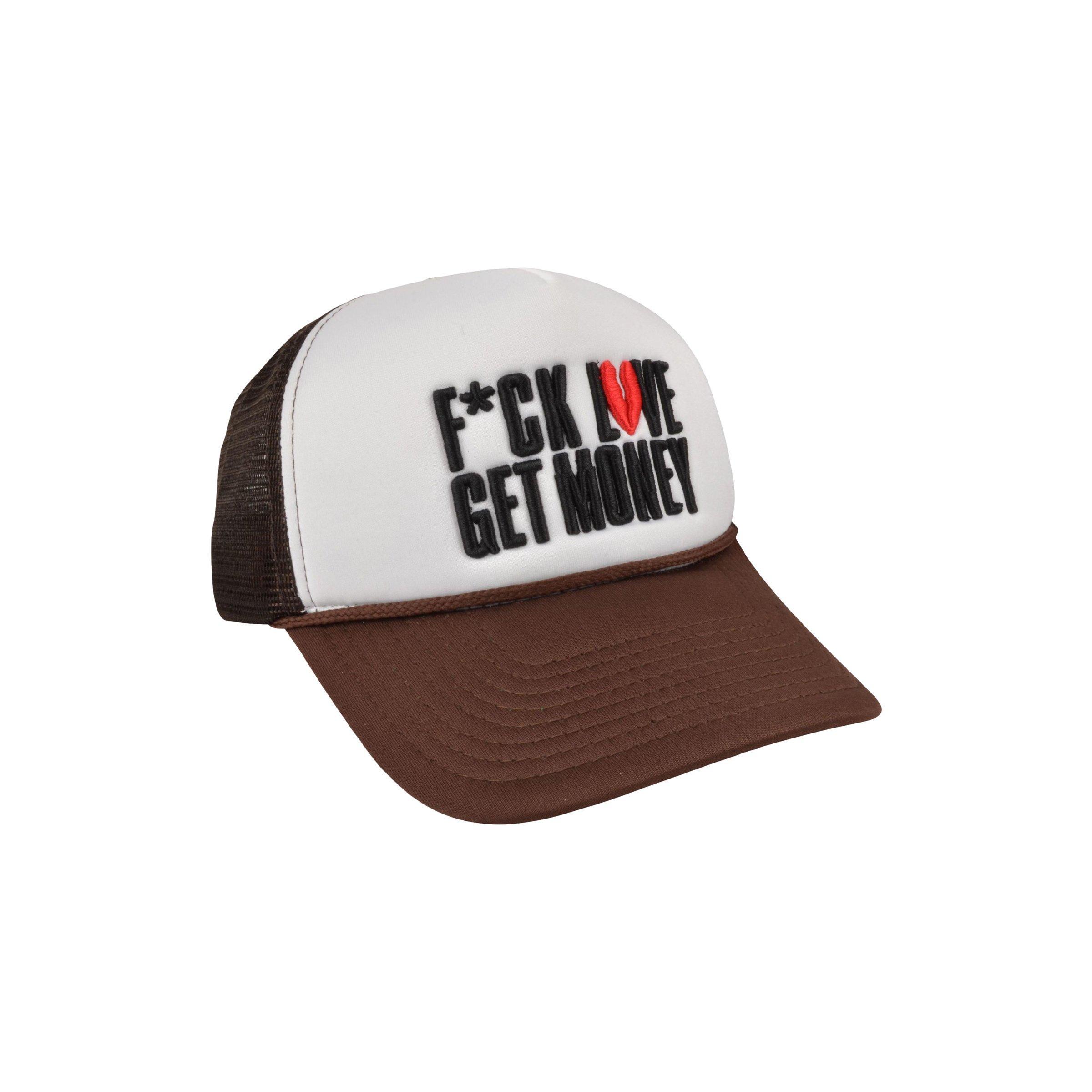 Field Grade F*ck Love Get Money Trucker Snapback-White/Brown - WHITE/BROWN Thumbnail View 2