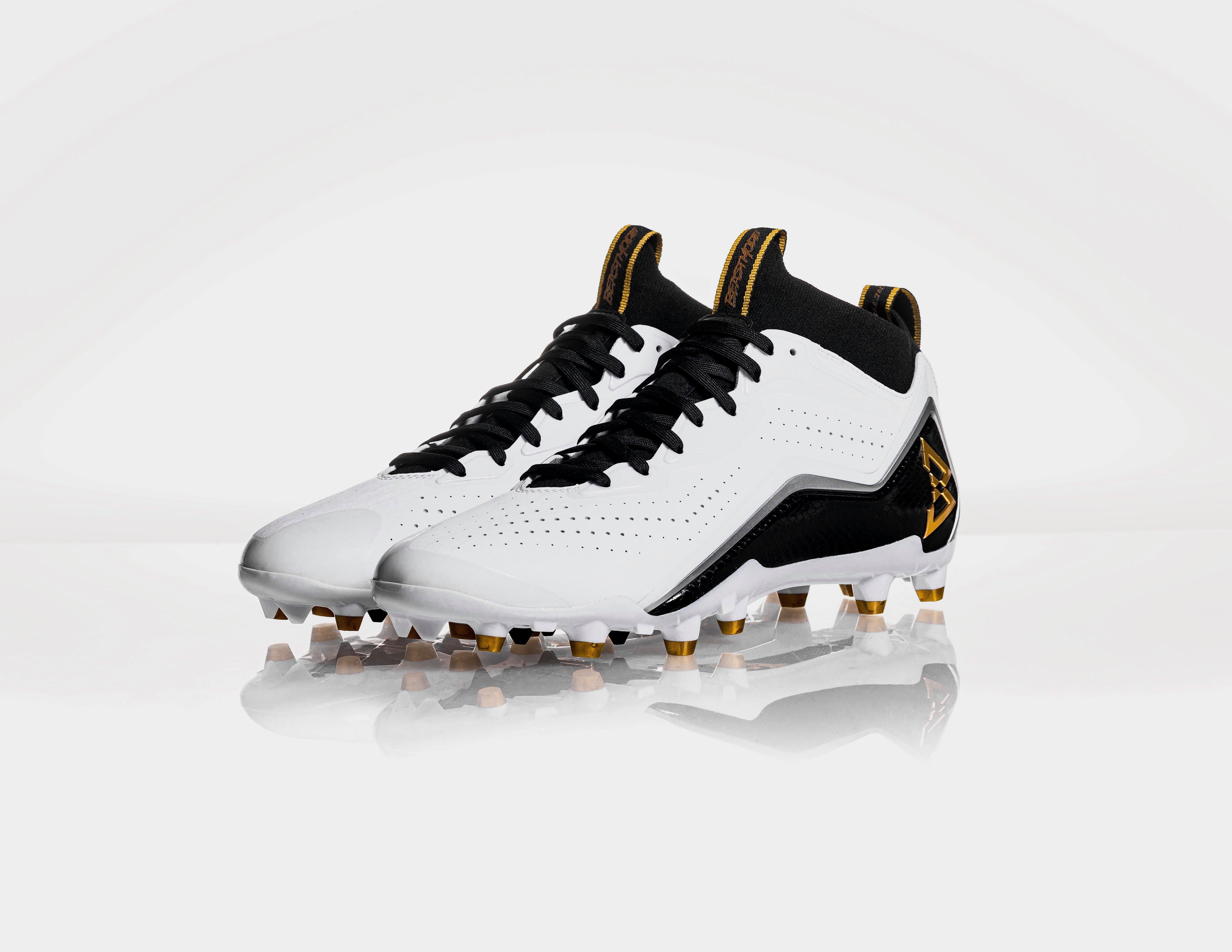 Beastmode B.T.A. Elite "White/Black/Metallic Gold" Men's Football Cleat - WHITE/BLACK Thumbnail View 5