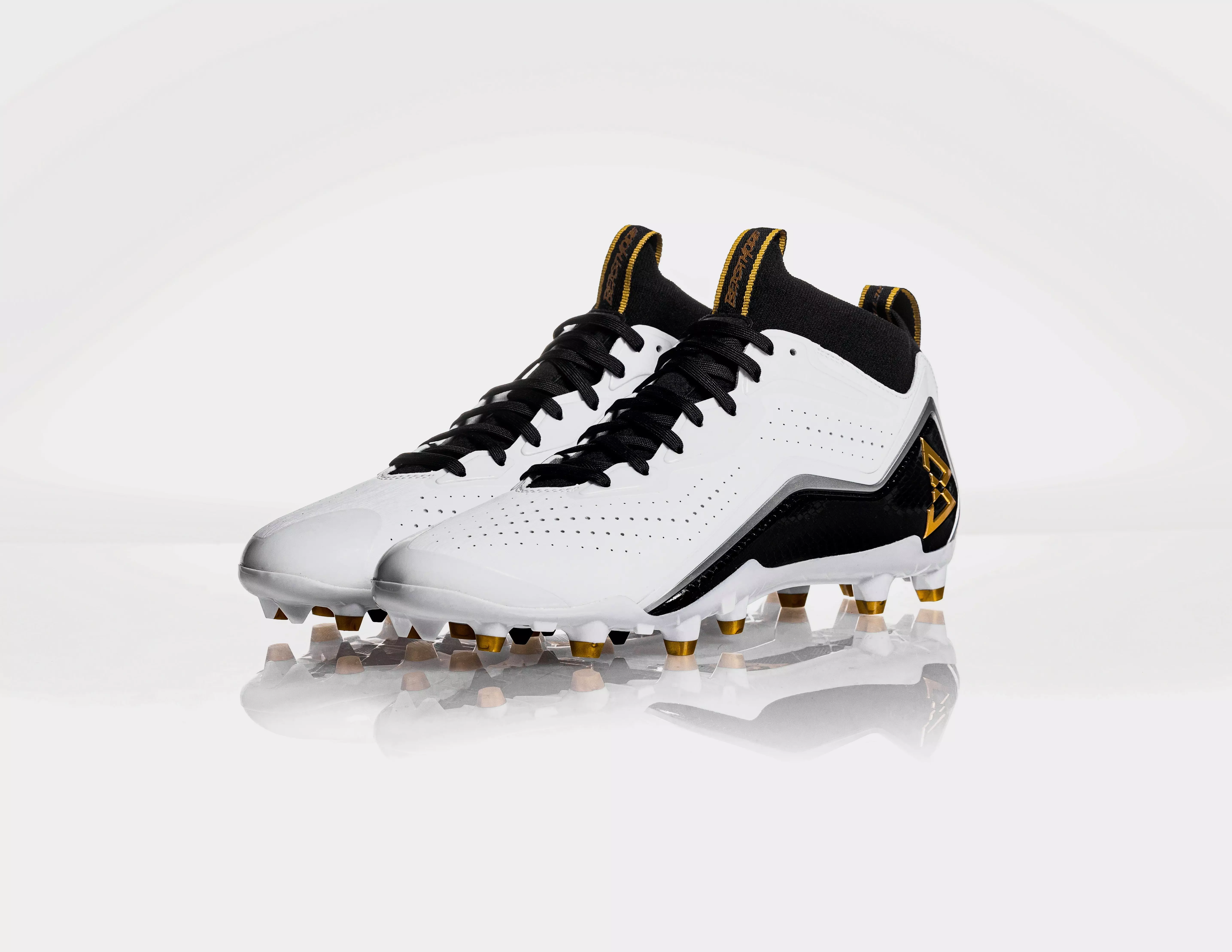 Beastmode B.T.A. Elite "White/Black/Metallic Gold" Men's Football Cleat - WHITE/BLACK