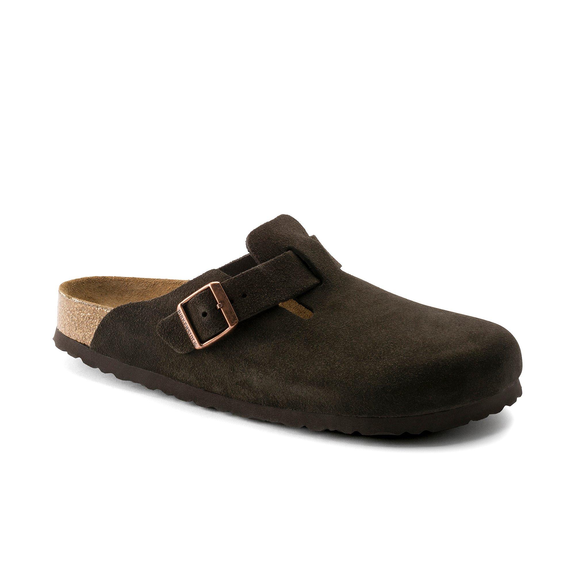 Birkenstock Boston Soft Suede "Mocha" Unisex Sandal - BROWN Thumbnail View 1