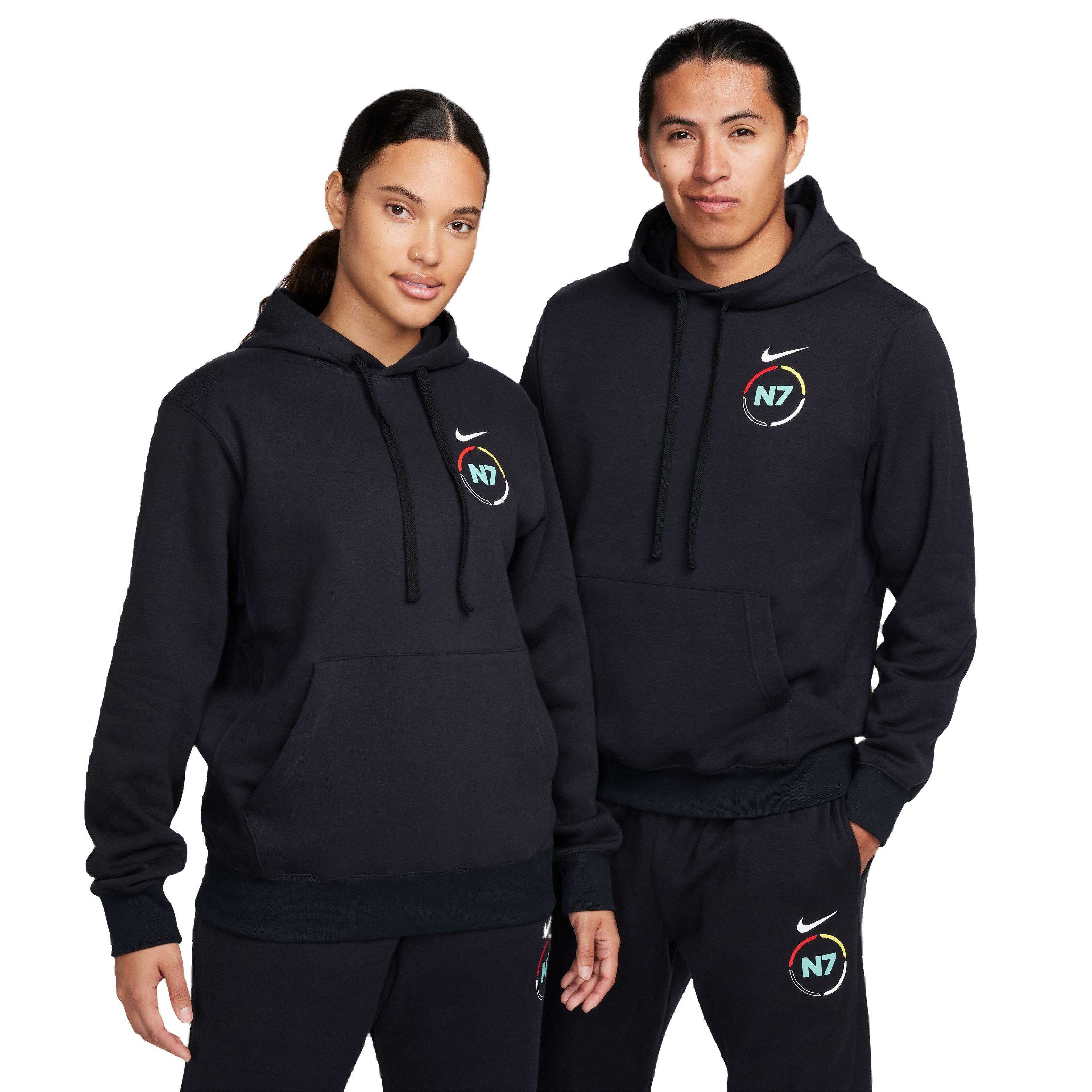 Nike Unisex Sportswear Club Fleece N7 Hoodie - BLACK Thumbnail View 1