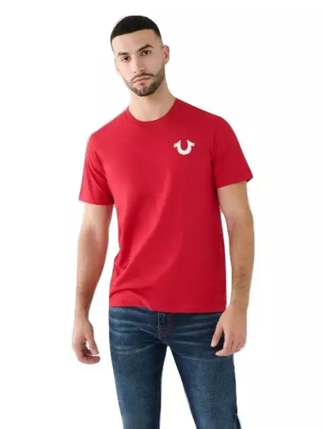 True Religion Men's Box HS Tee - Red - RED