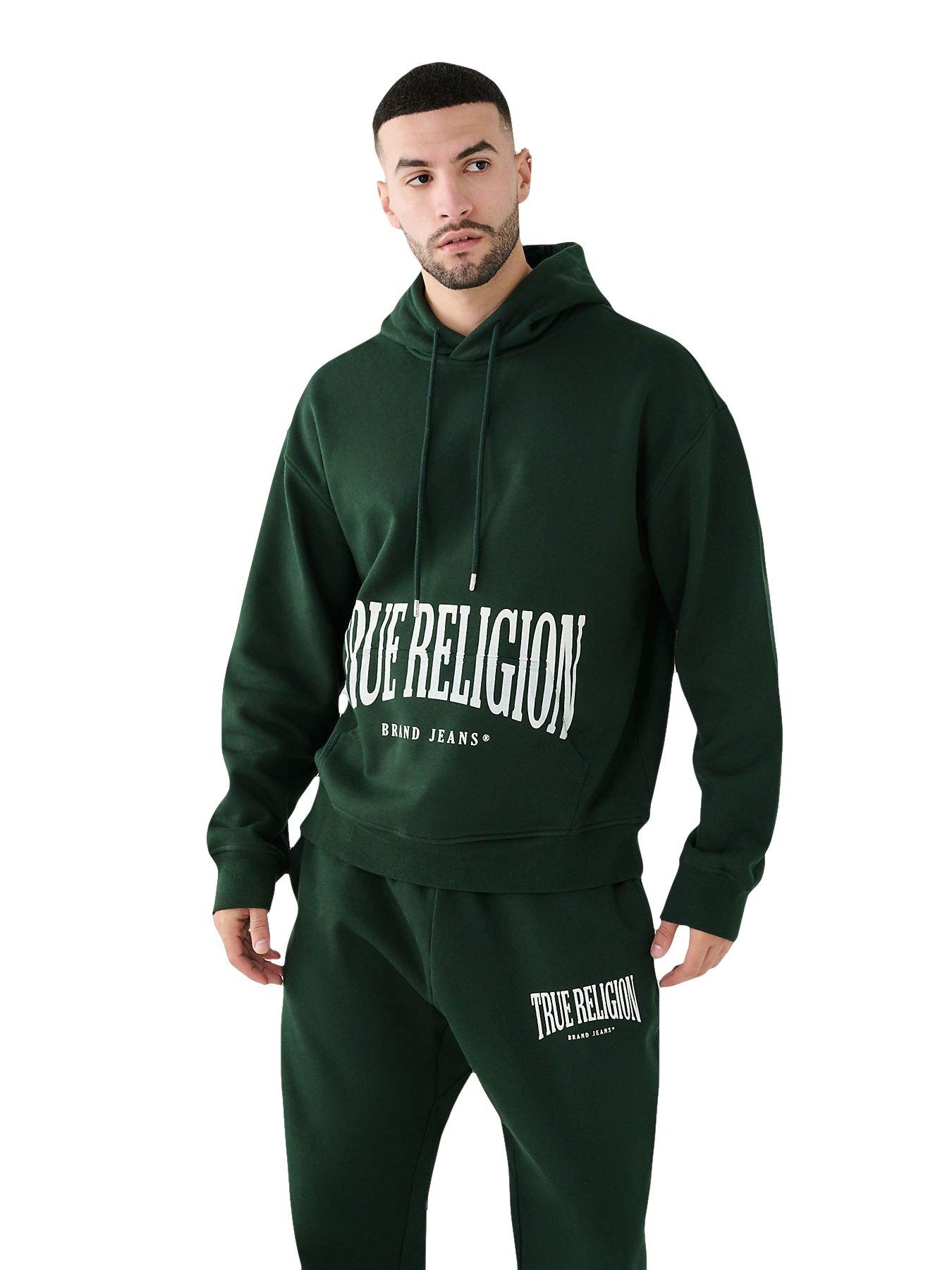 True Religion Men's Stretch Logo Hoodie - Green - GREEN