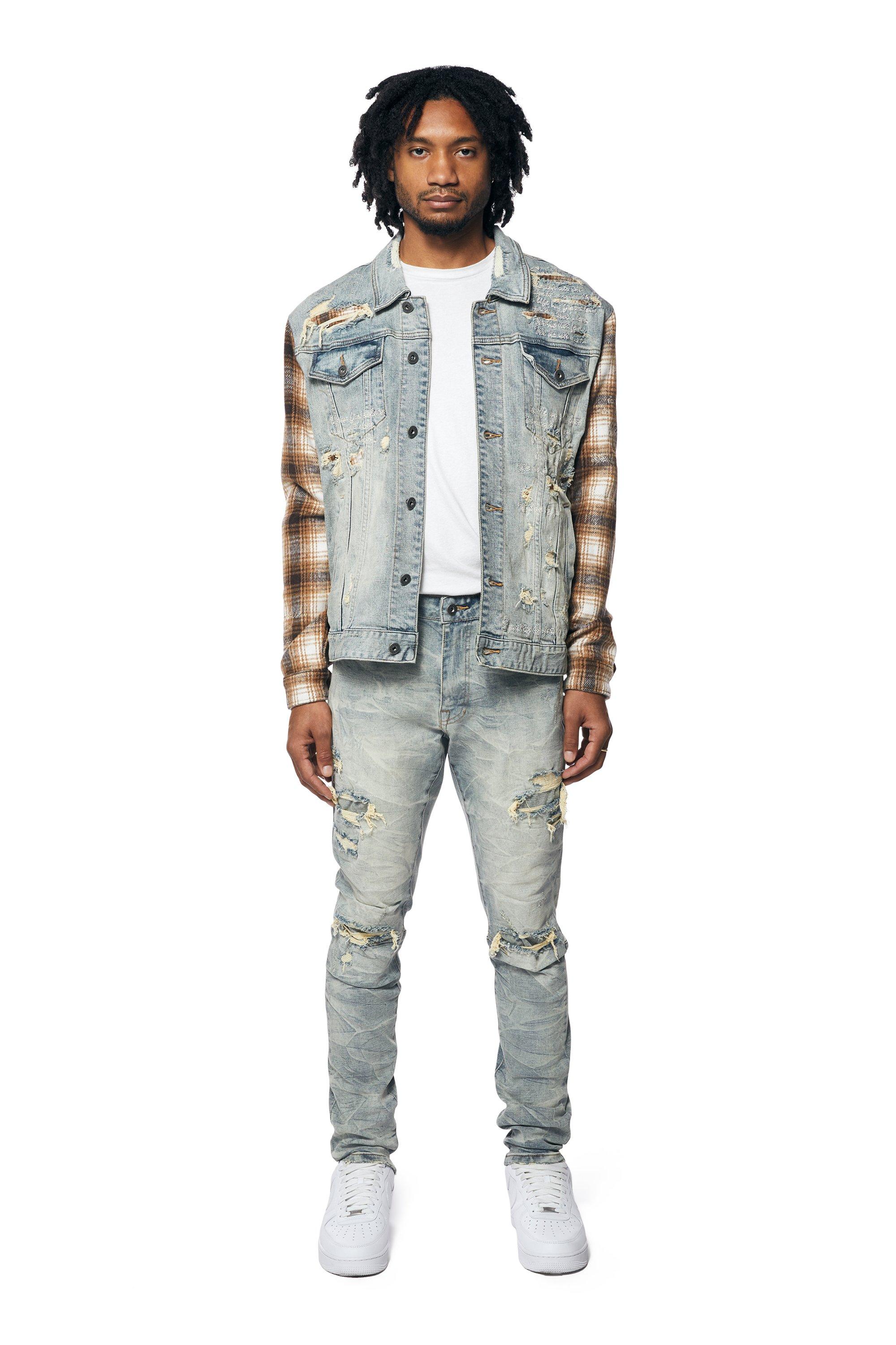 Smoke Rise Men's Plain Backed Denim Jacket - MULTI-COLOR Thumbnail View 1