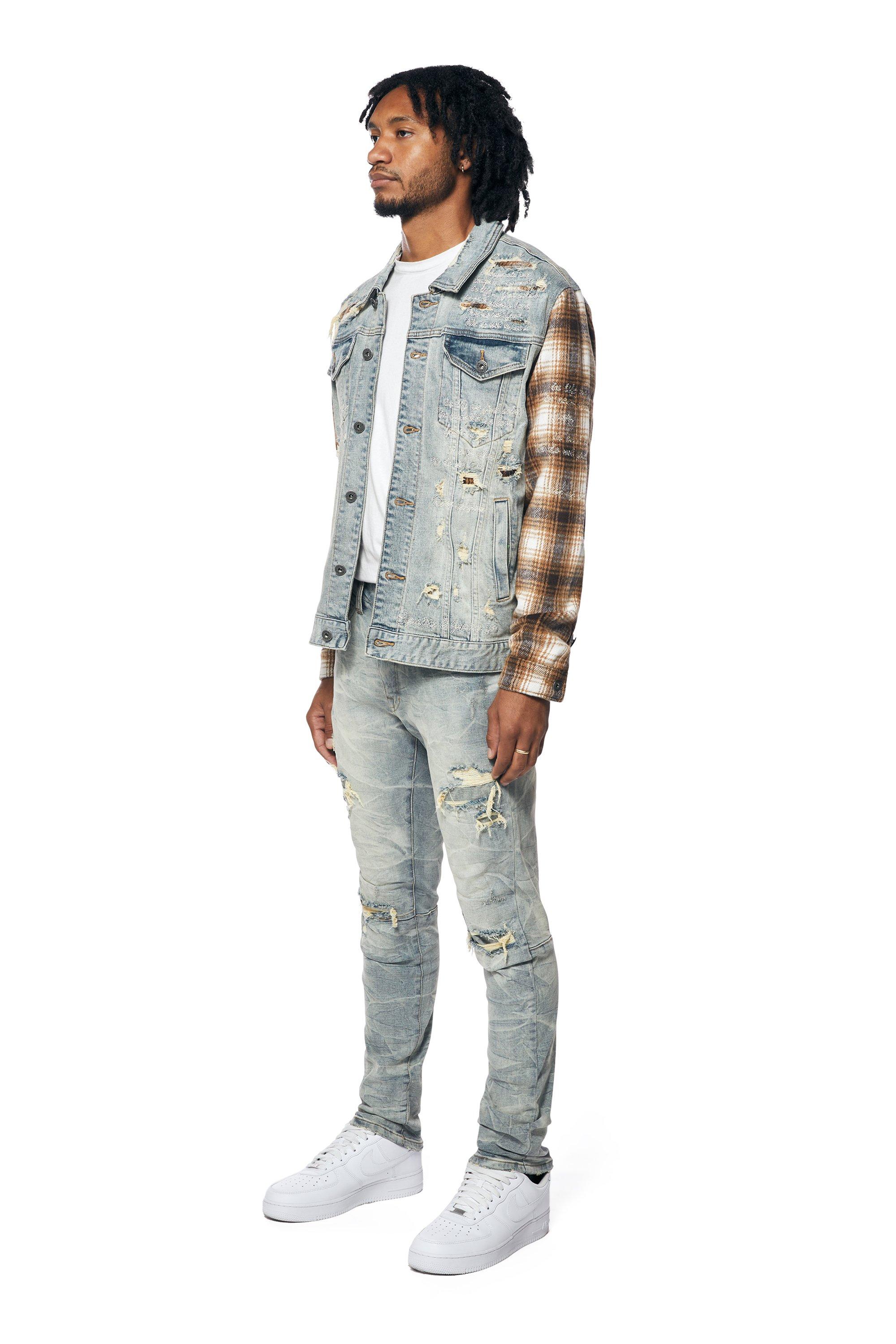 Smoke Rise Men's Plain Backed Denim Jacket - MULTI-COLOR Thumbnail View 3