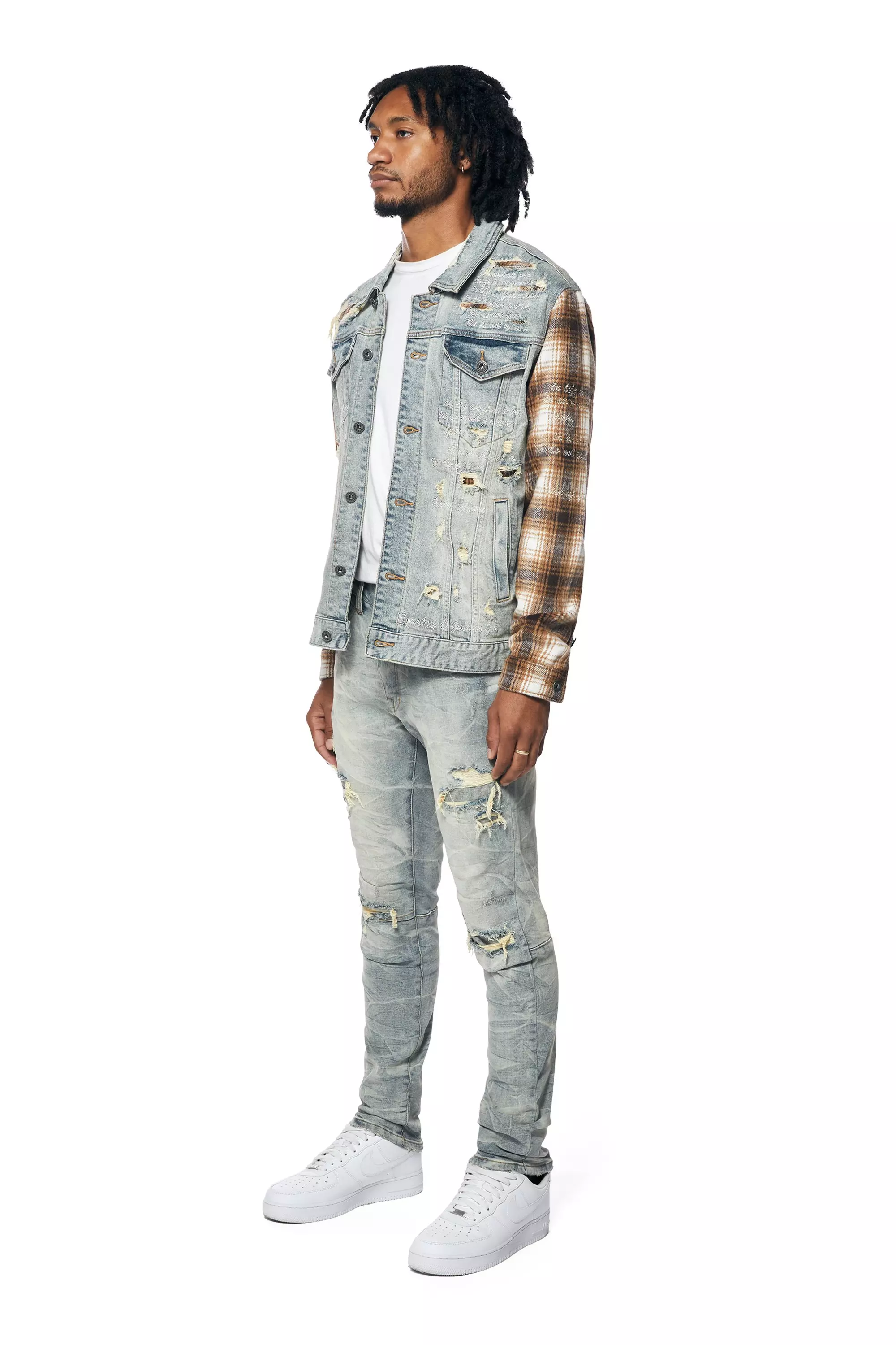 Smoke Rise Men's Plain Backed Denim Jacket - MULTI-COLOR