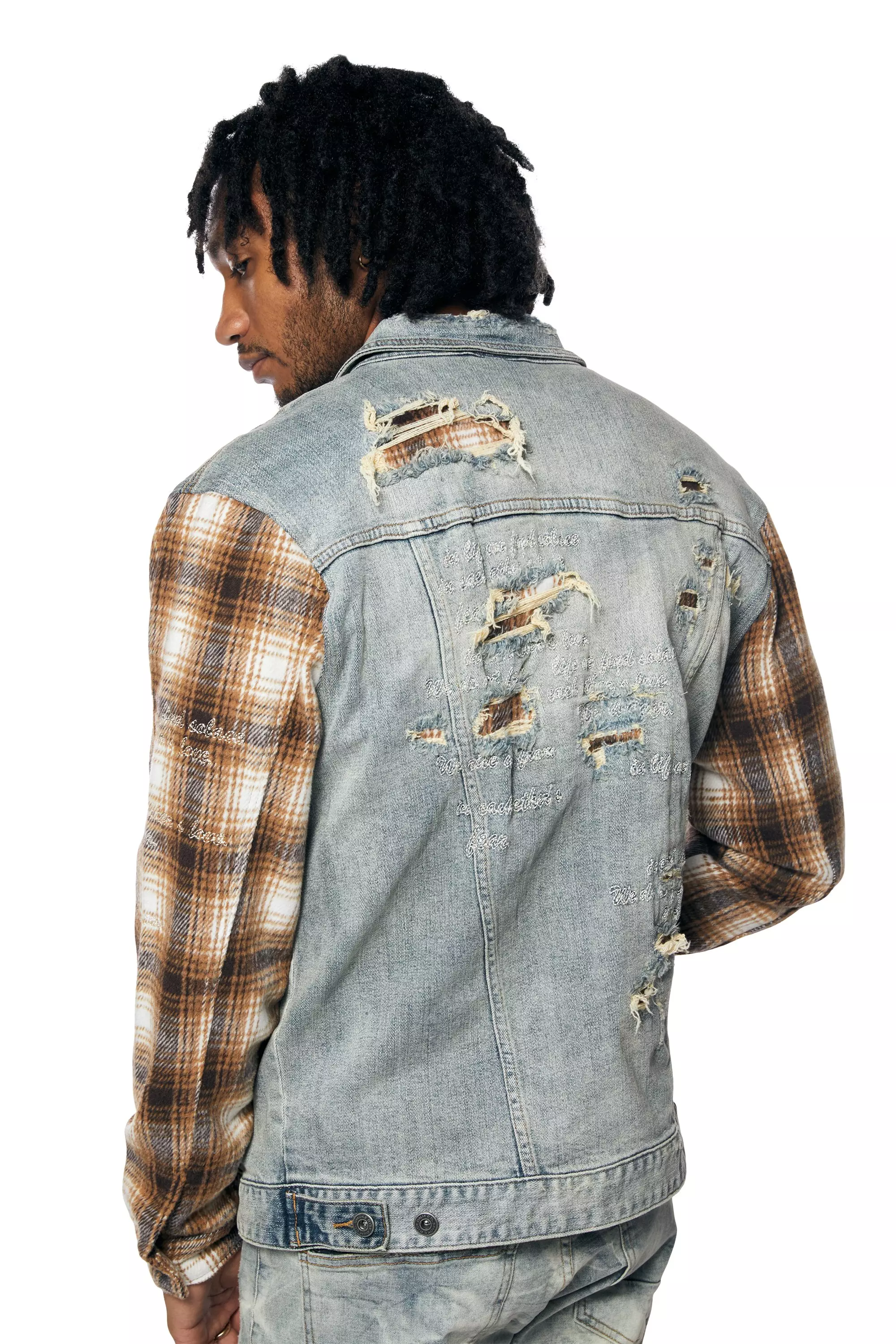 Smoke Rise Men's Plain Backed Denim Jacket - MULTI-COLOR