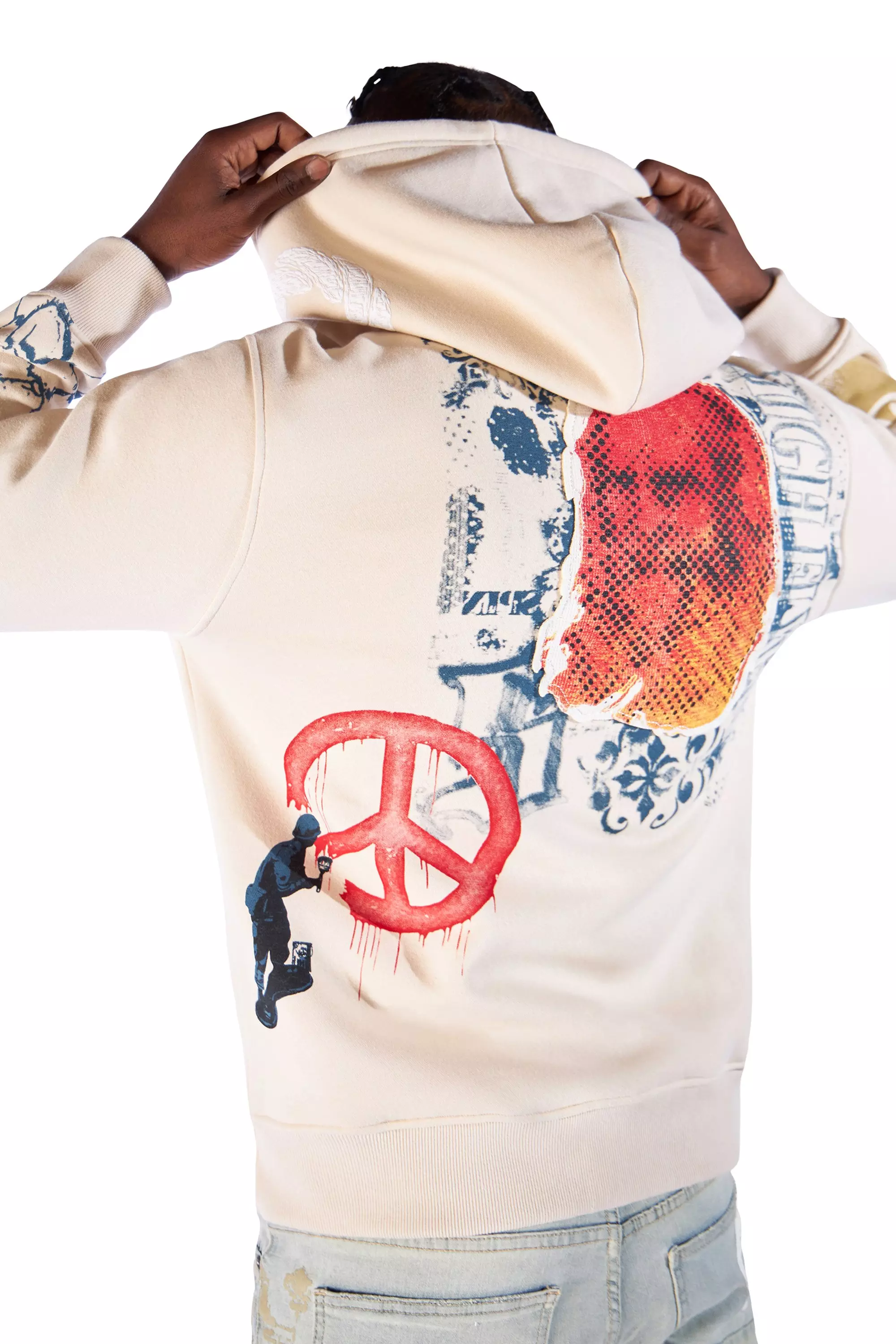 Smoke Rise Men's Stencil &amp; Graphic Hoodie - BEIGE