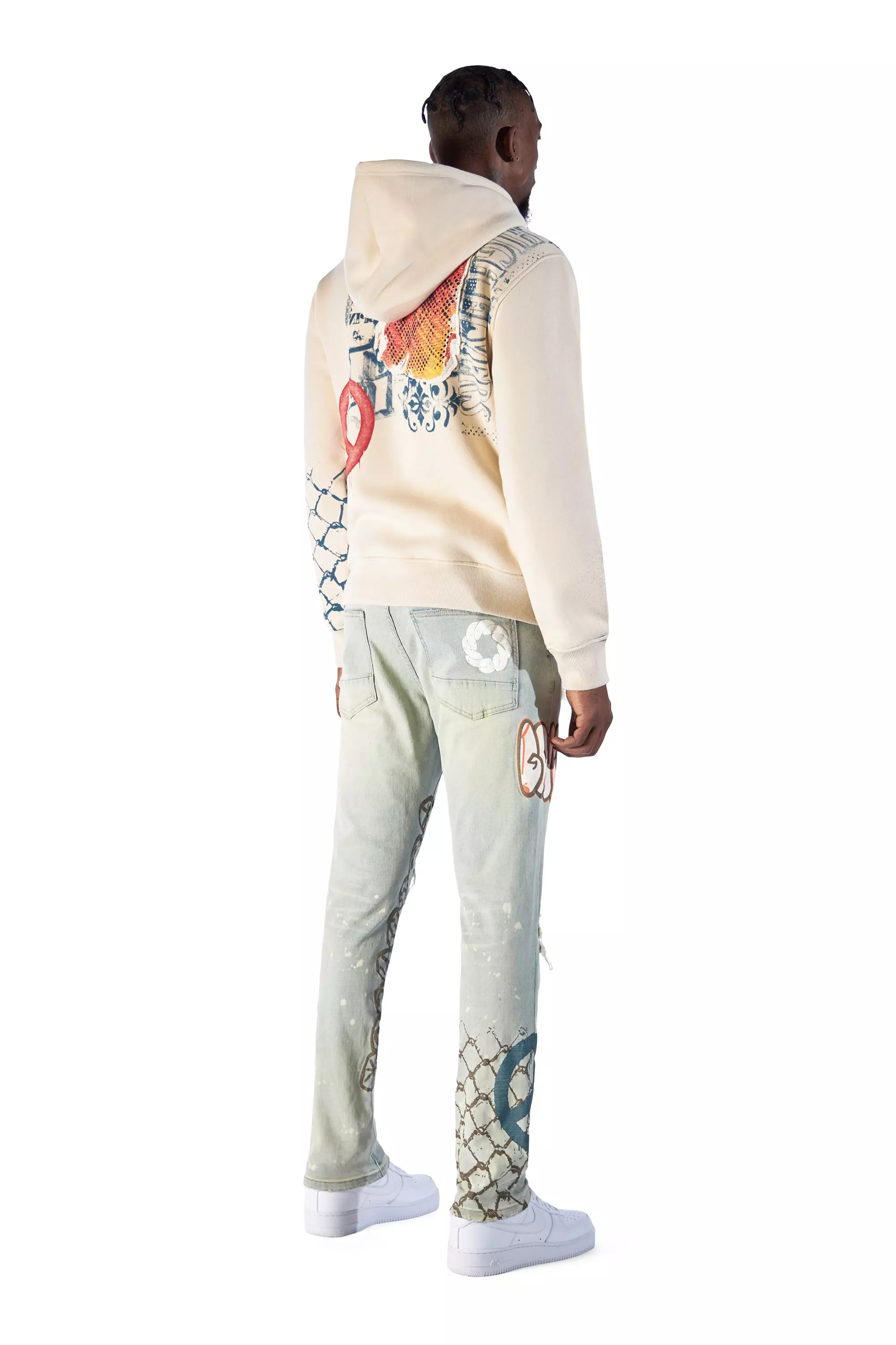 Smoke Rise Men's Stencil &amp; Graphic Hoodie - BEIGE