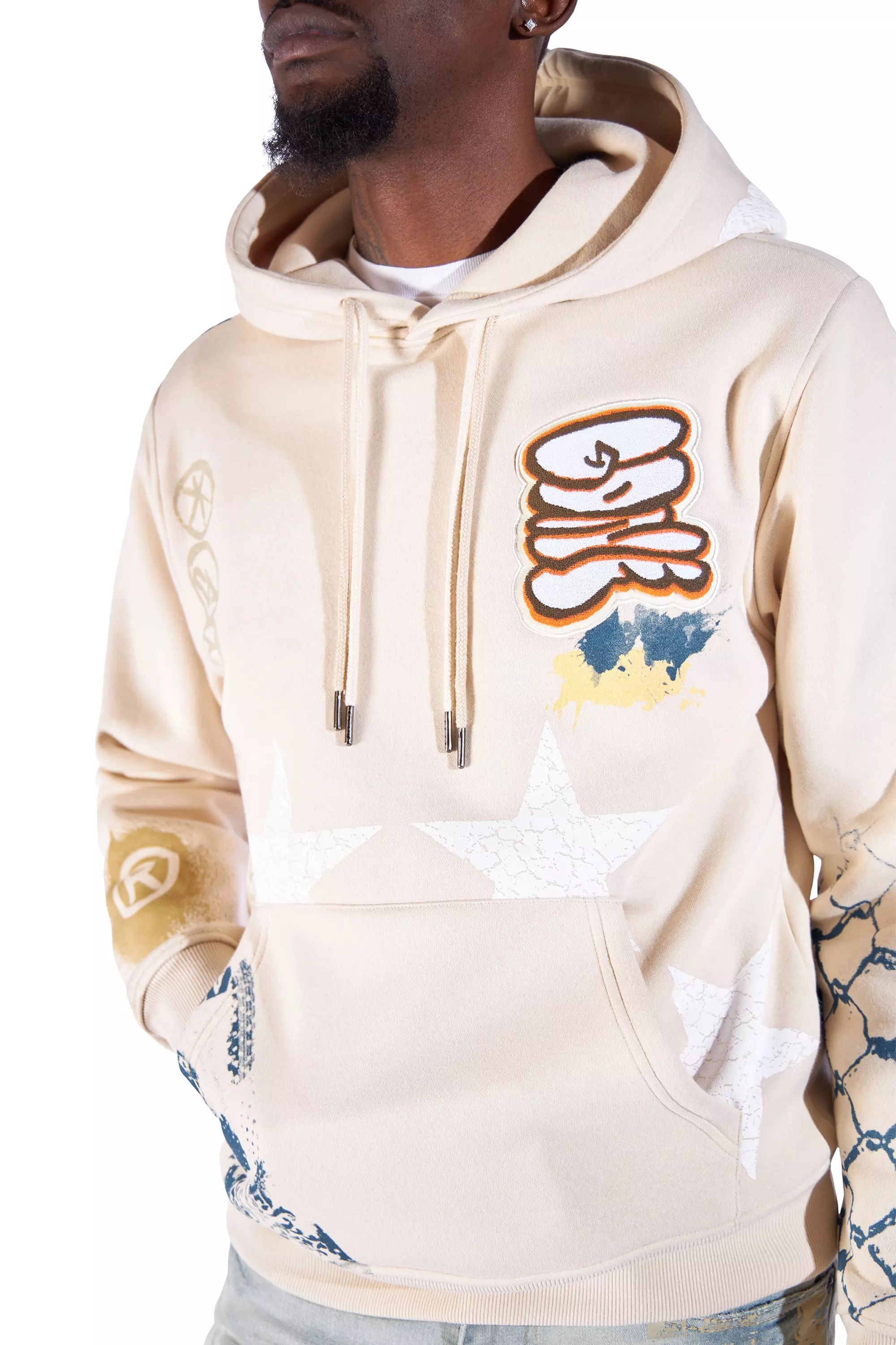 Smoke Rise Men's Stencil &amp; Graphic Hoodie - BEIGE