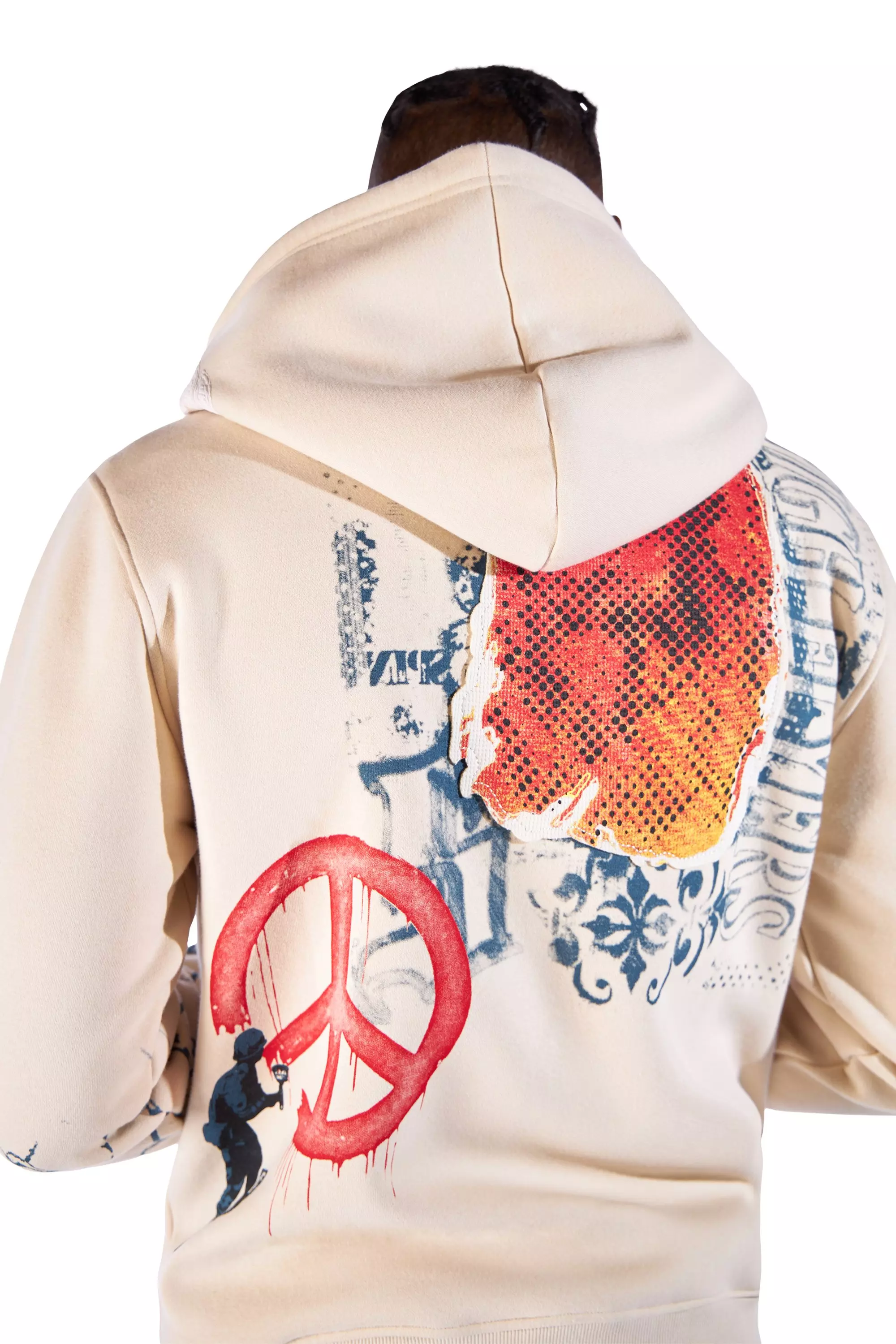 Smoke Rise Men's Stencil &amp; Graphic Hoodie - BEIGE