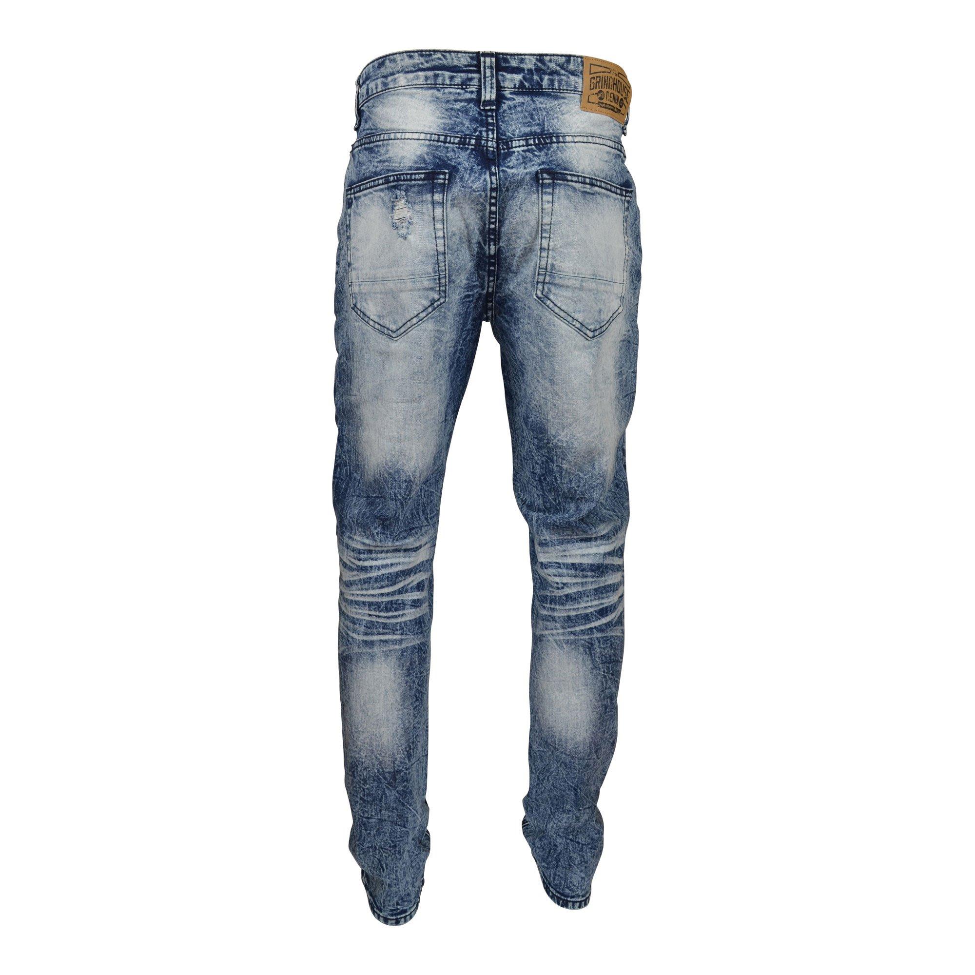 Men's Skinny Leg Chain Detailed Ripped Jeans Smoked