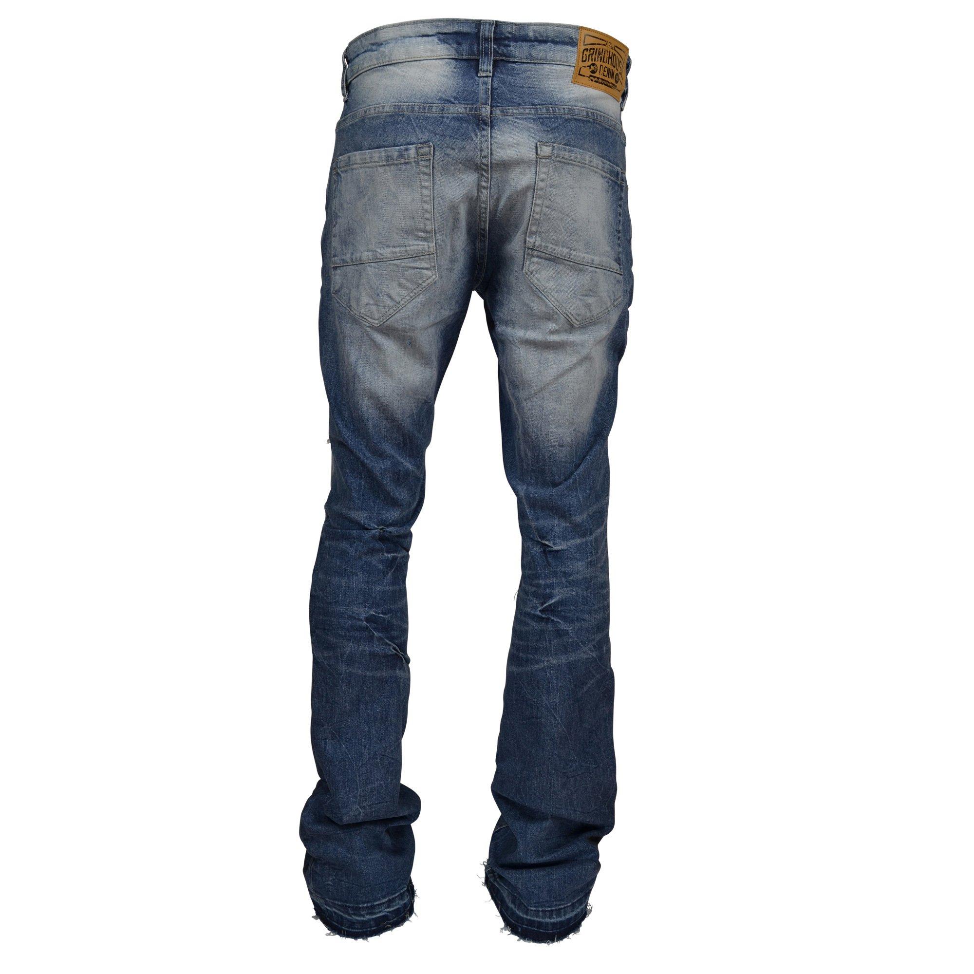 Grindhouse Men's Stacked Flare Vintage Slim Fit Jeans - Blue - BLUE Thumbnail View 2