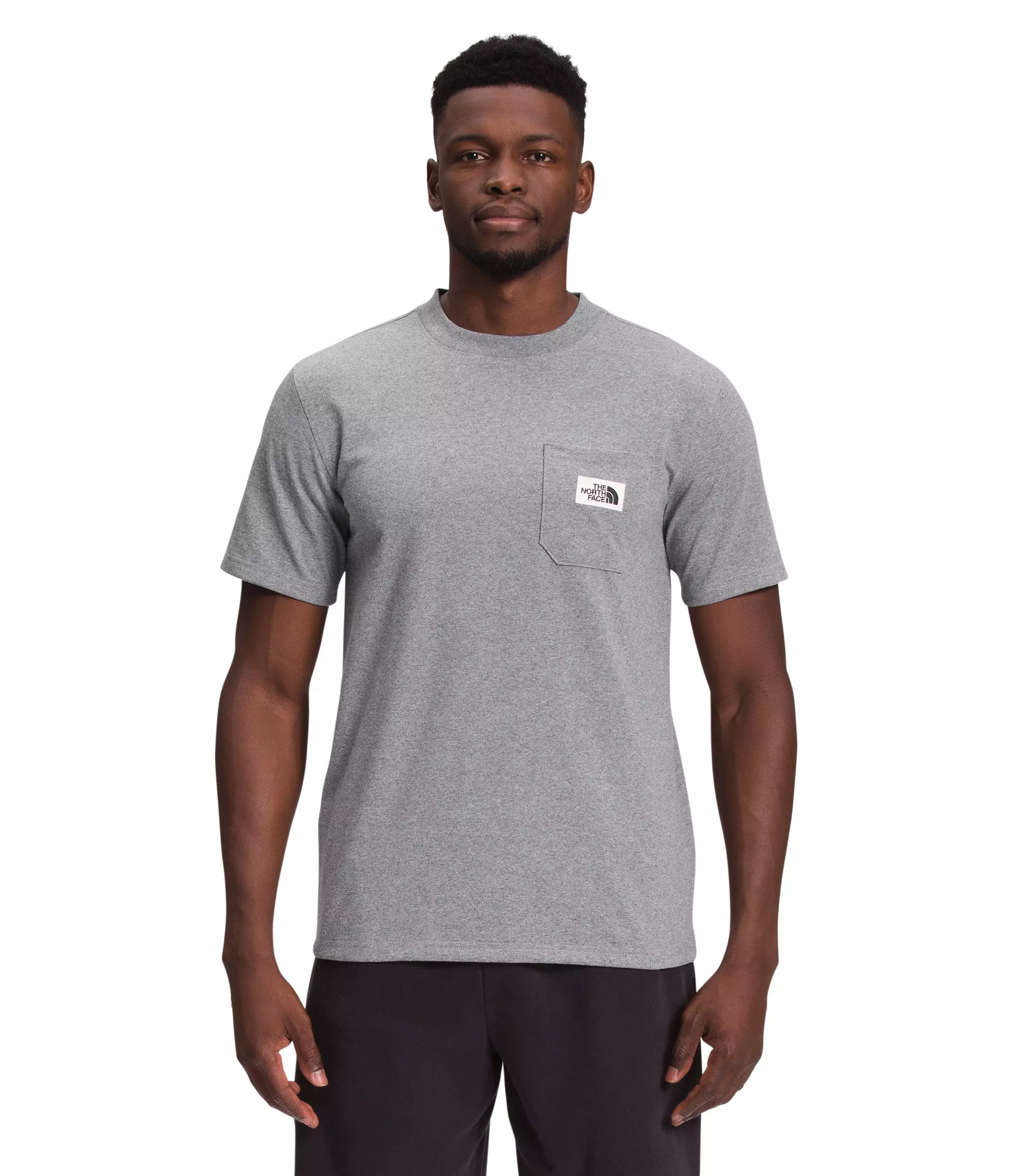 The North Face Men's Heritage Patch Pocket Tee-Heather/Grey - HEATHER/GREY
