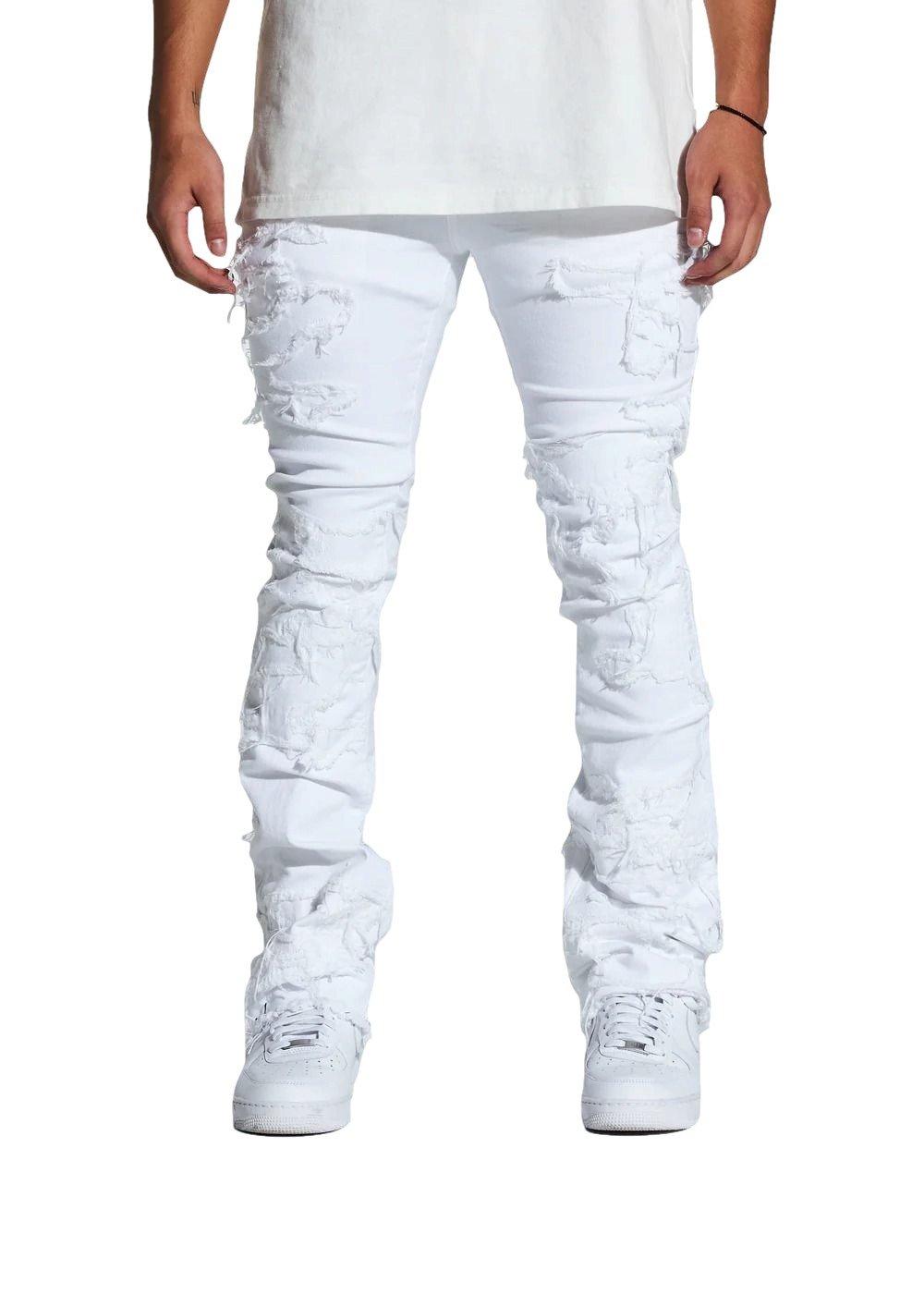 Distressed White Denim Leggings - Monkee's of Mountain Brook