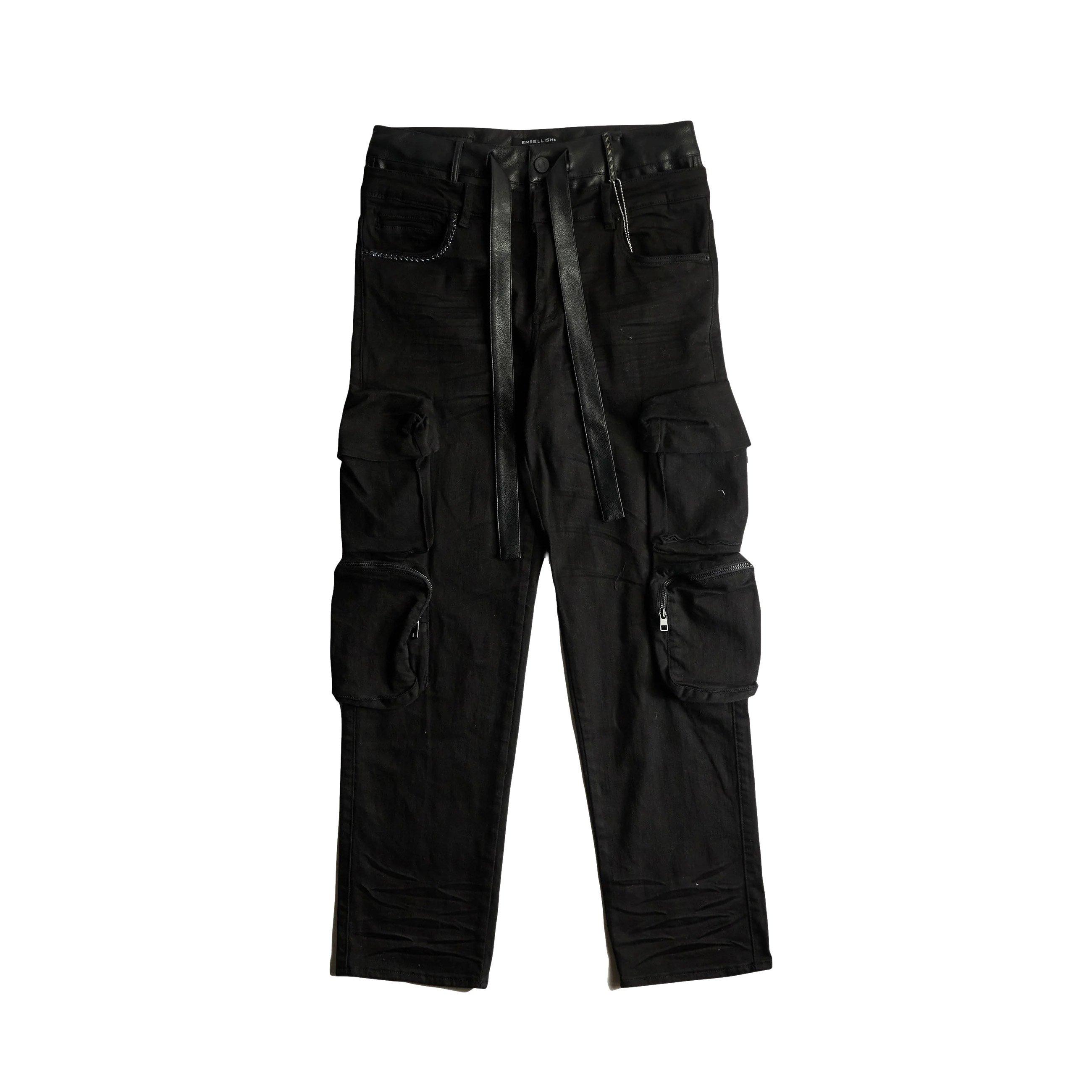 Embellish Men's Black Cargo Straight Leg Pants - BLACK