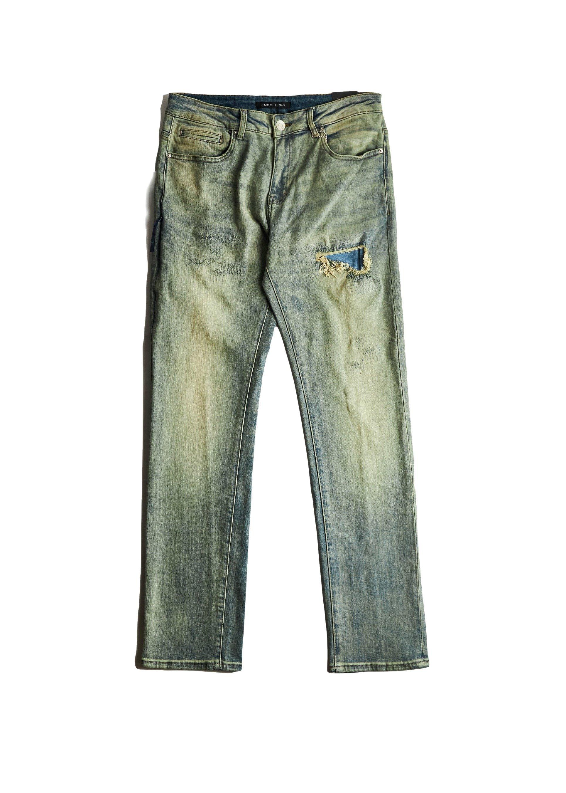 Embellish Men's Jacky Sand Stack Straight Leg Jeans - Medium Blue - BLUE