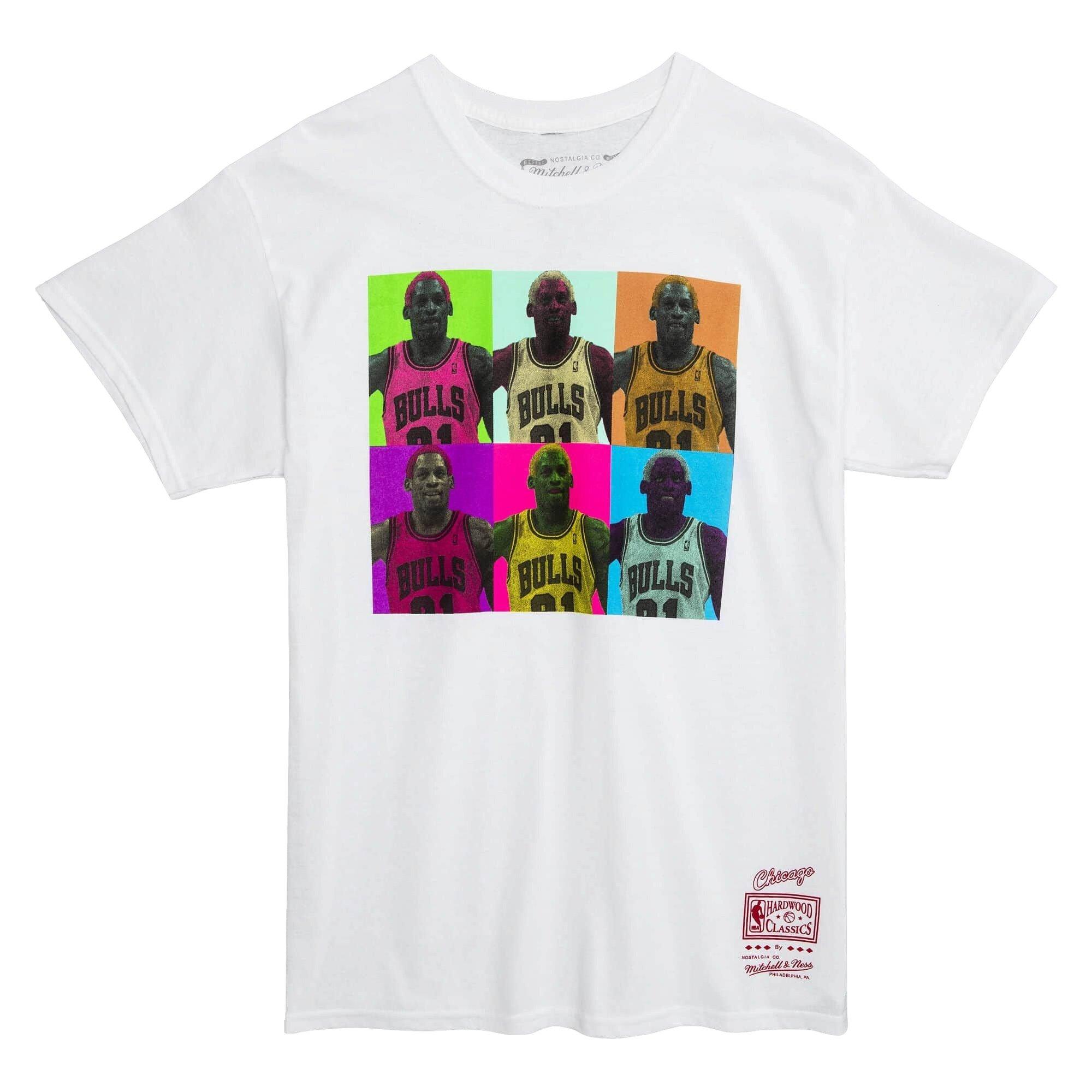Mitchell & Ness Chicago Bulls D. Rodman Pop Art Short Sleeve Tee - WHITE Thumbnail View 1